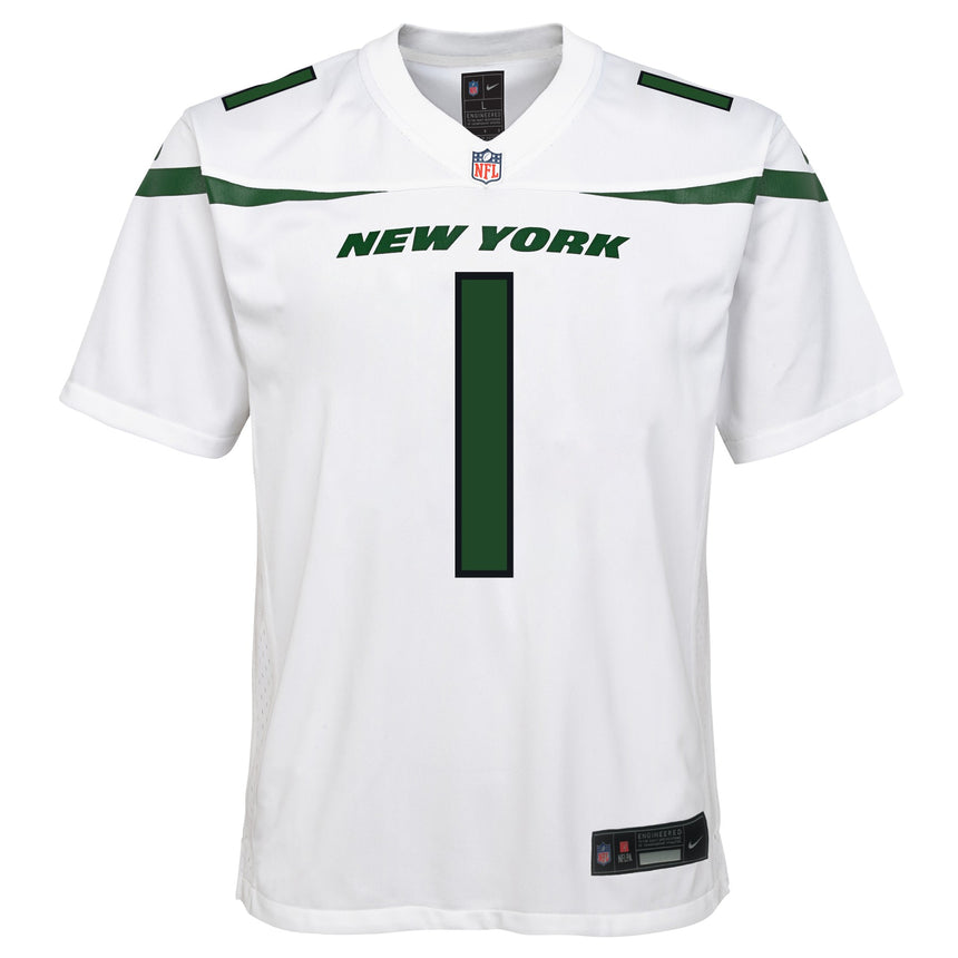 Youth Sauce Gardner New York Jets White Game Replica Jersey