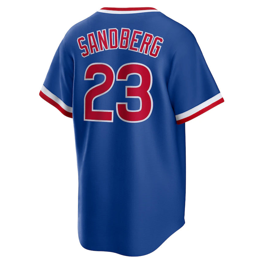 Men's Chicago Cubs Ryne Sandberg Royal Road Cooperstown Collection Player Jersey