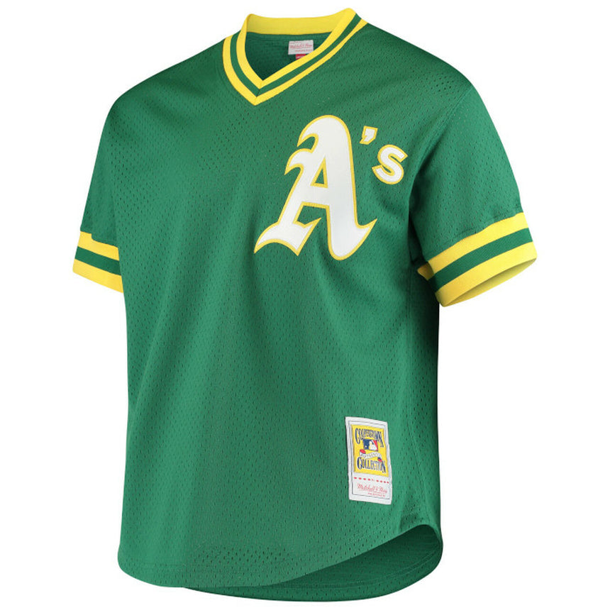 Men's Oakland Athletics Rickey Henderson 1991 Mitchell & Ness Green Cooperstown 1987 Mesh Batting Practice Jersey