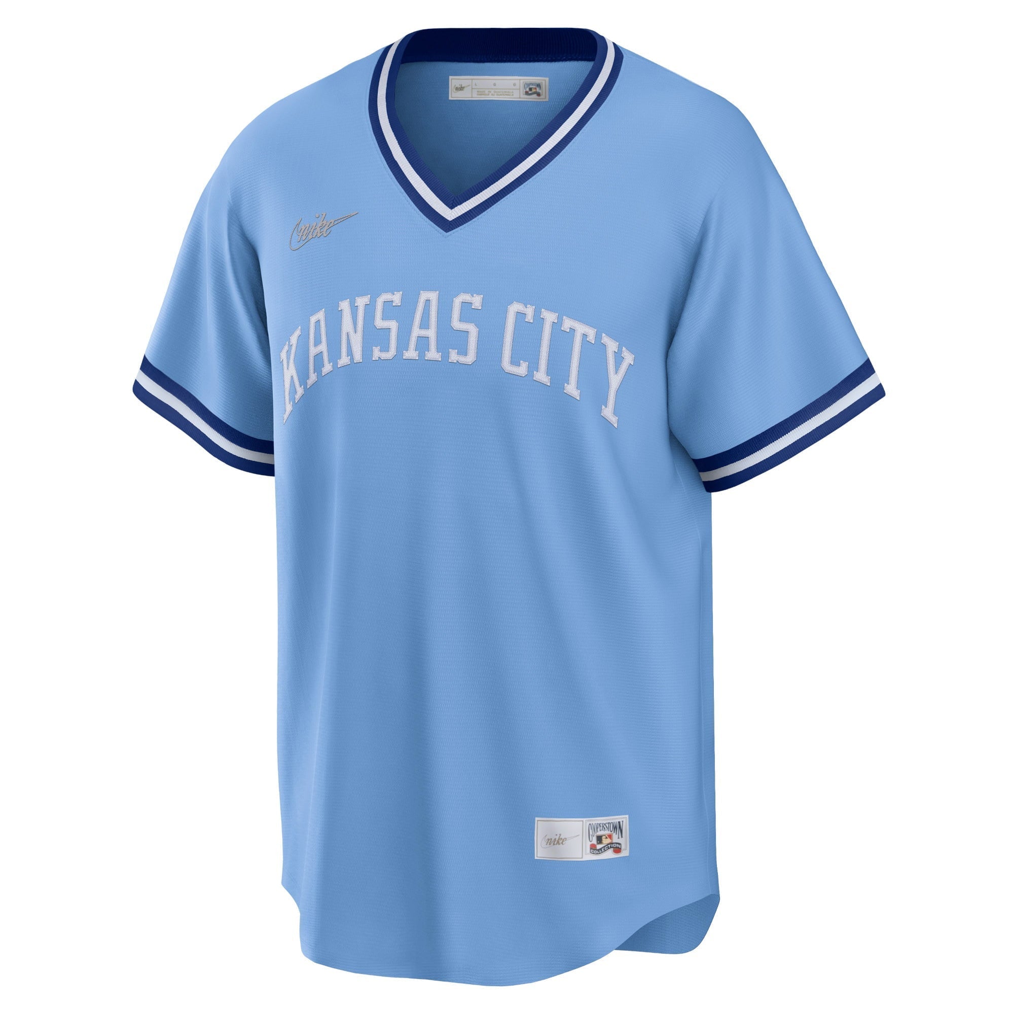 Men's Nike Light Blue Kansas City Royals Road Cooperstown Collection Team Jersey