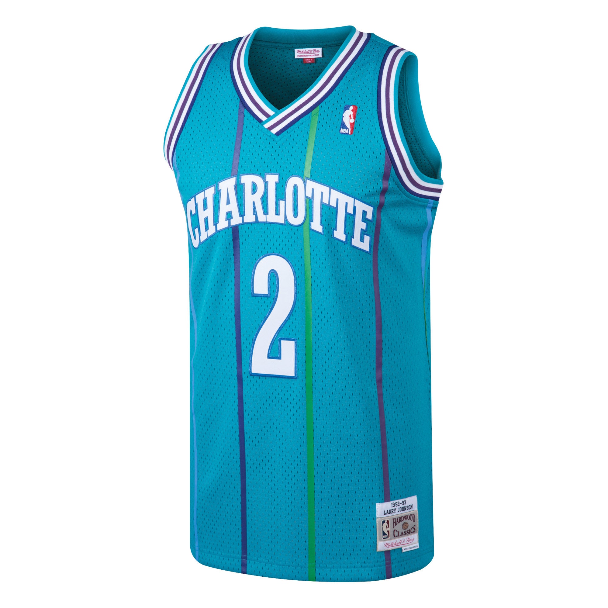 Larry Johnson Charlotte Hornets Mitchell & Ness Hardwood Classics Swingman Jersey - Teal