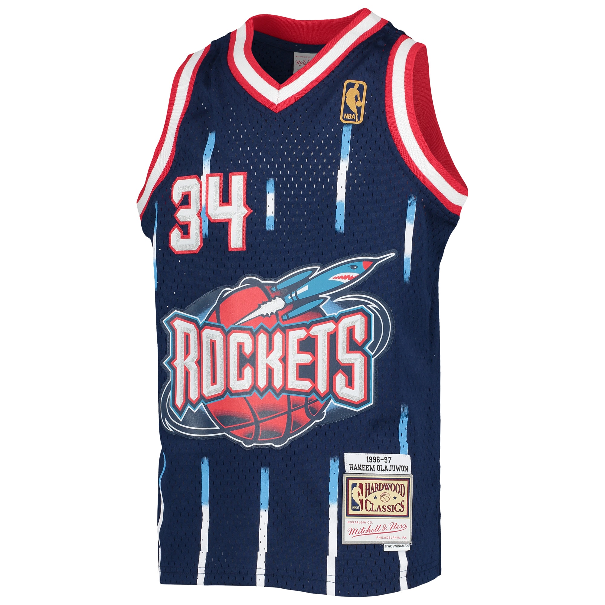 Hakeem Olajuwon Houston Rockets Mitchell & Ness Youth 1996-97 Hardwood Classics Swingman Jersey - Navy