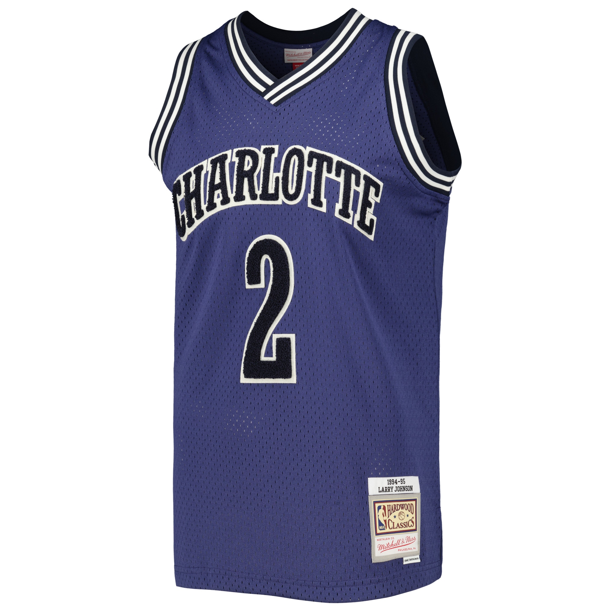 Larry Johnson Charlotte Hornets Mitchell & Ness Hardwood Classics Off-Court Swingman Jersey - Blue