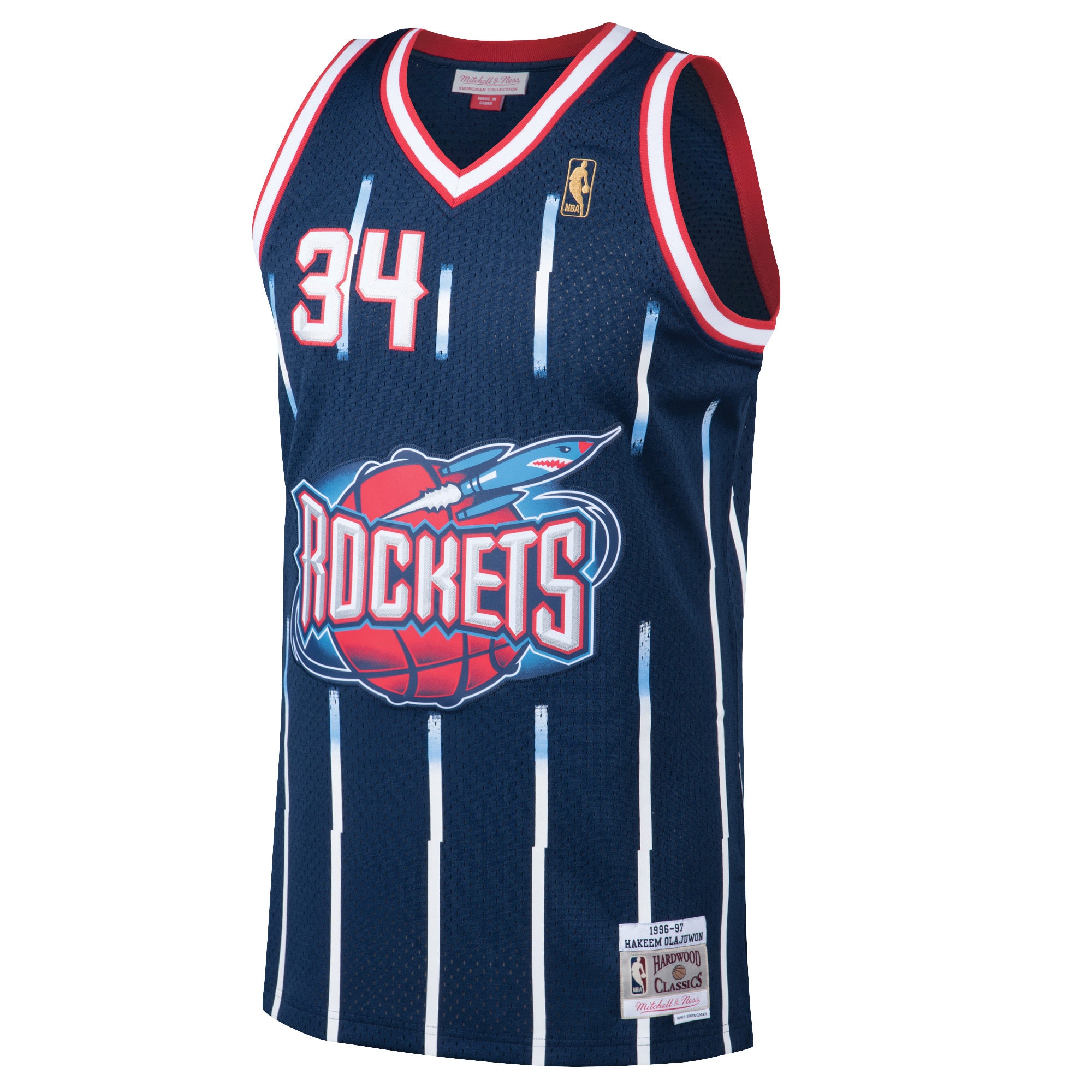 Hakeem Olajuwon Houston Rockets Mitchell & Ness Hardwood Classics Swingman Jersey - Navy