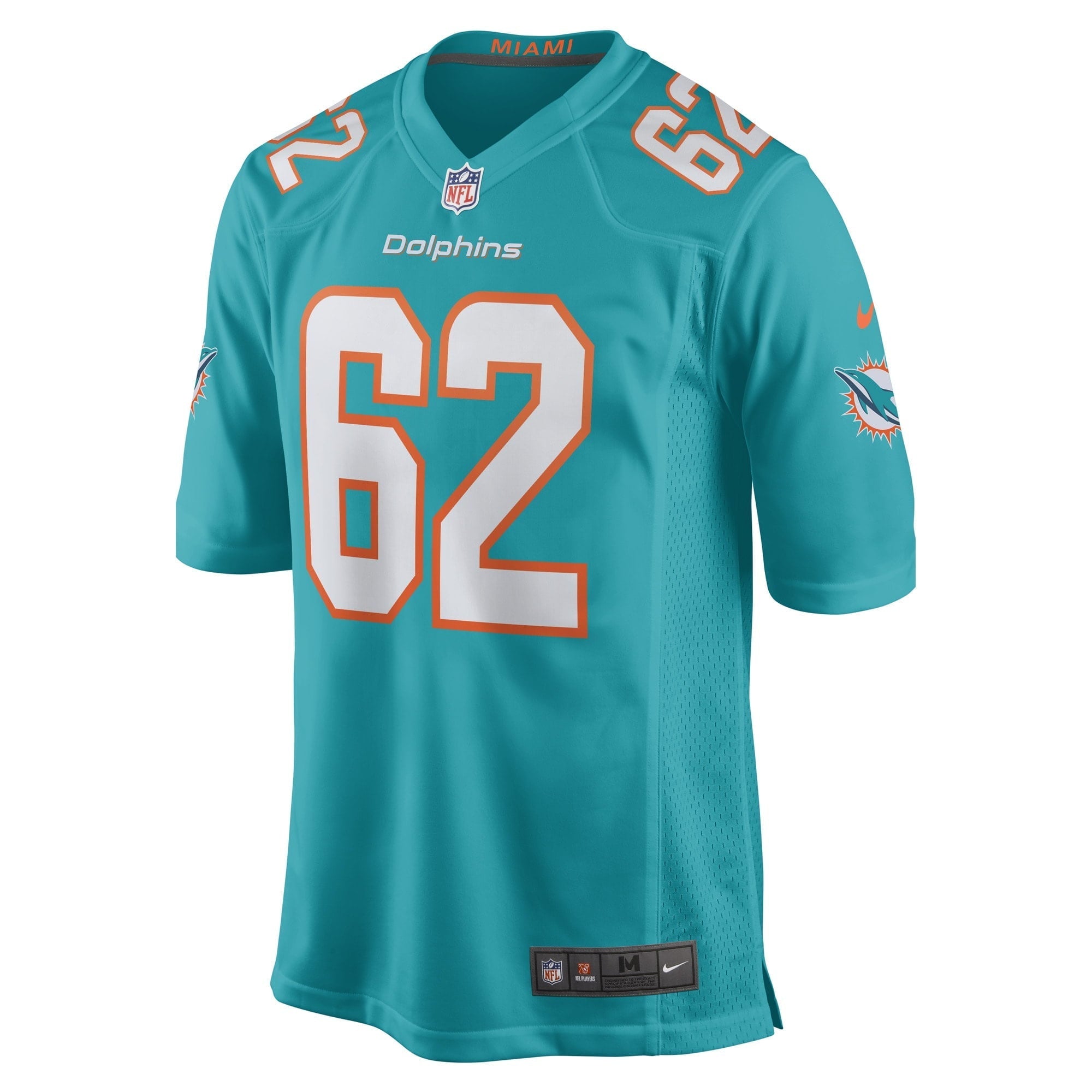 Men's Nike James Empey Aqua Miami Dolphins Game Player Jersey