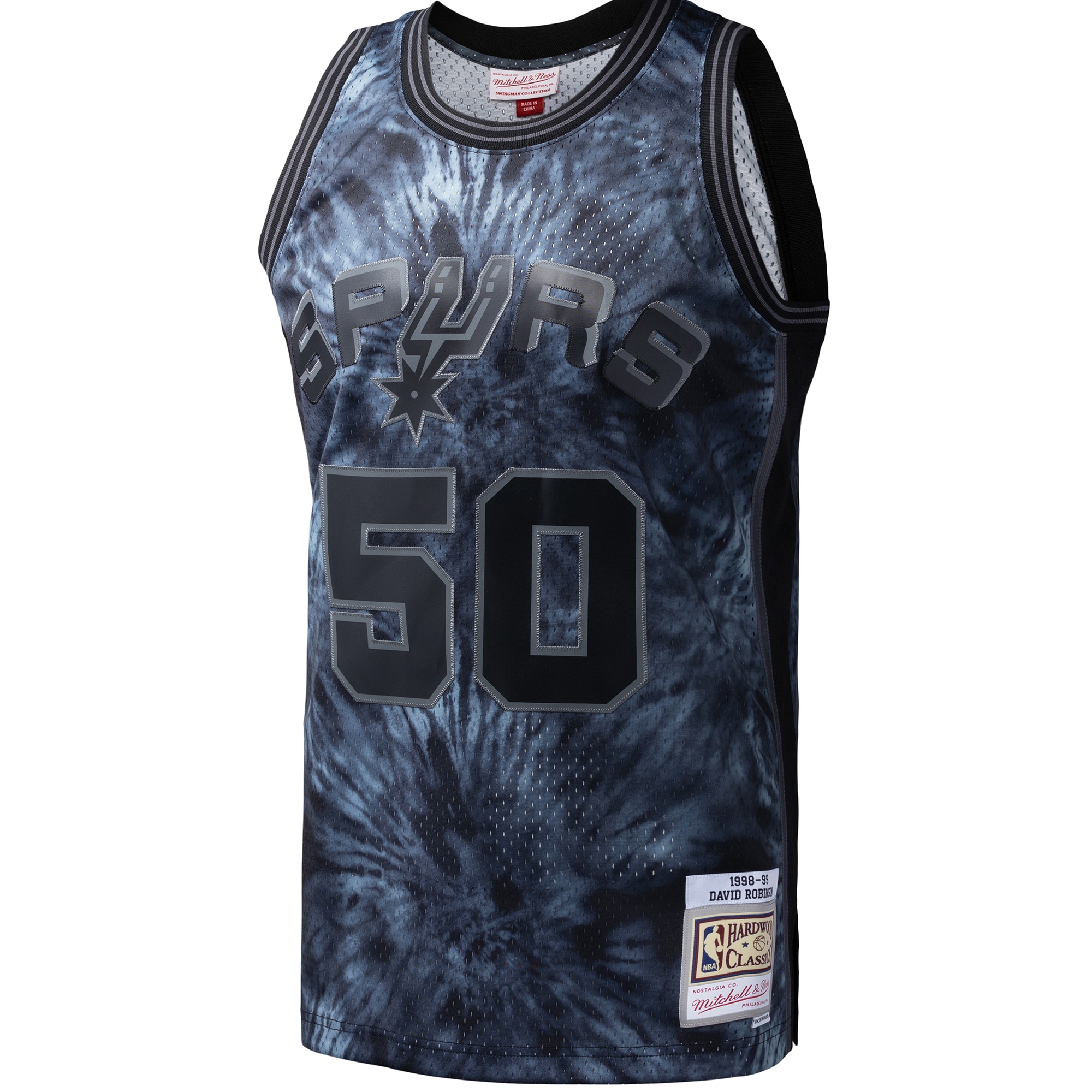 David Robinson San Antonio Spurs Mitchell & Ness Hardwood Classics 1998/99 Tie-Dye Swingman Jersey - Black