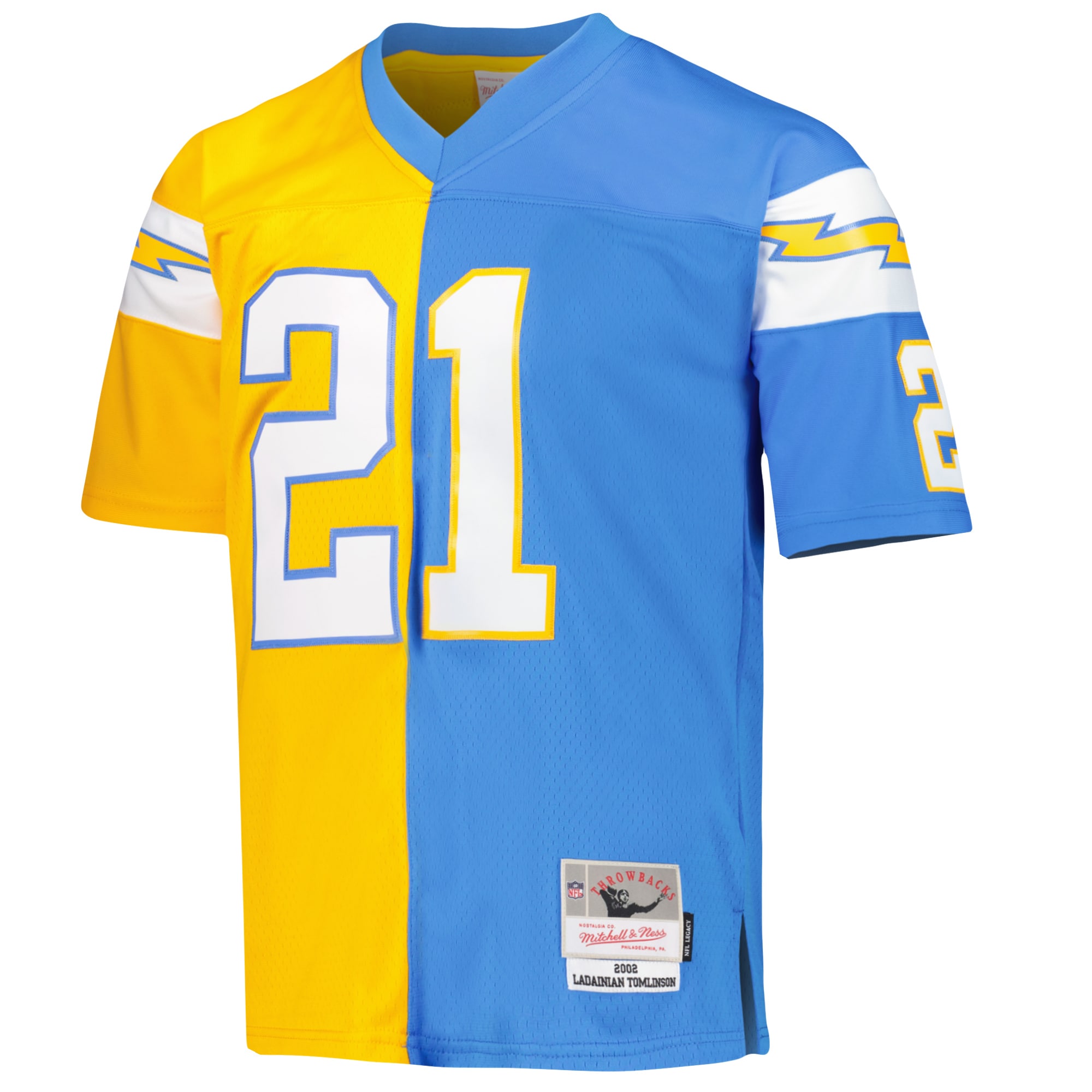 LaDainian Tomlinson Los Angeles Chargers Mitchell & Ness 2002 Split Legacy Replica Jersey - Powder Blue/Gold