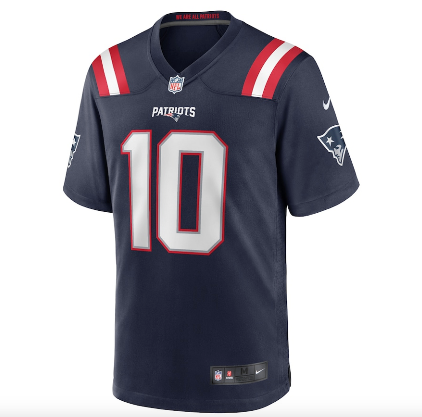 Youth New England Patriots Mac Jones Navy Blue Game Jersey