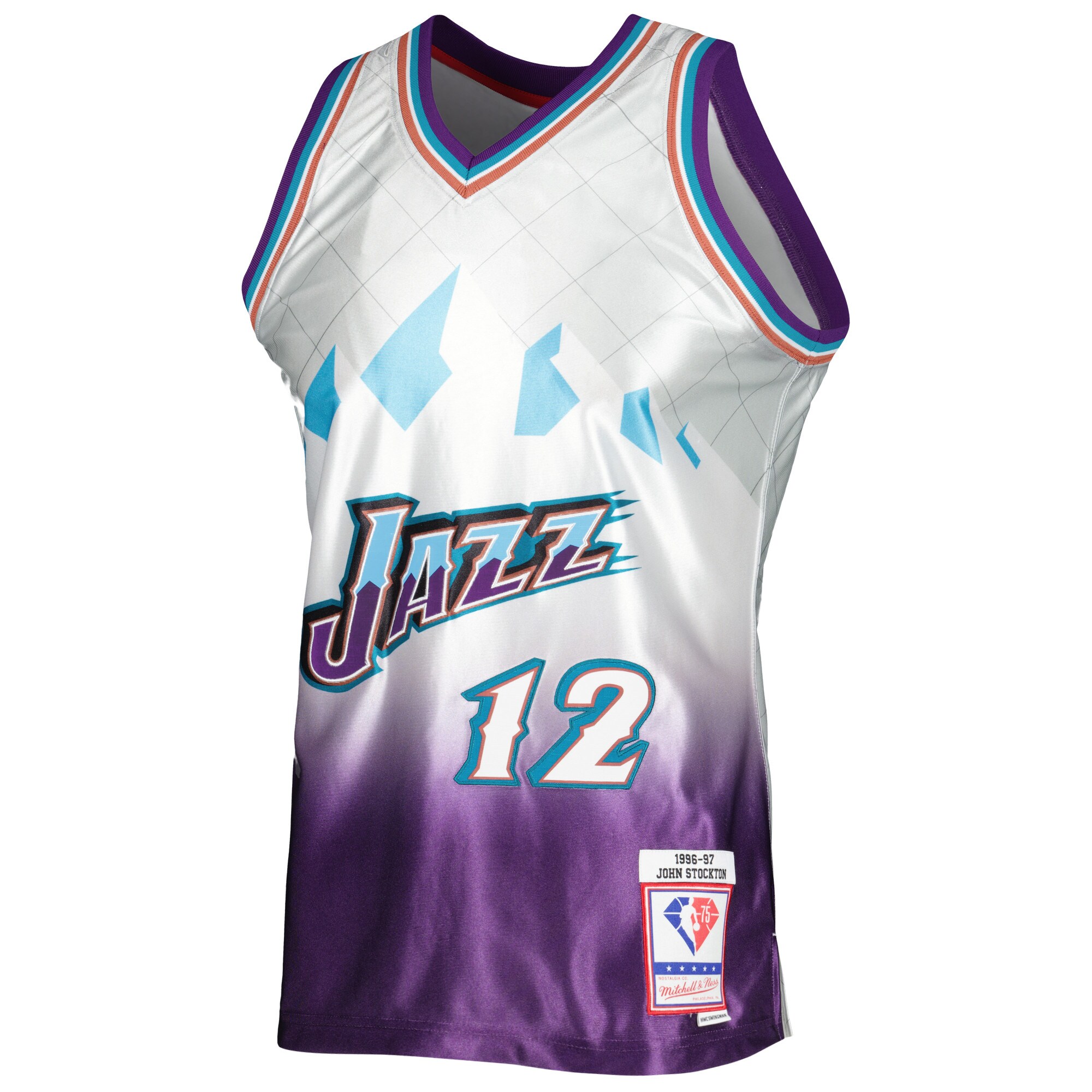 John Stockton Utah Jazz Mitchell & Ness 1996/97 Hardwood Classics 75th Anniversary Swingman Jersey - Platinum
