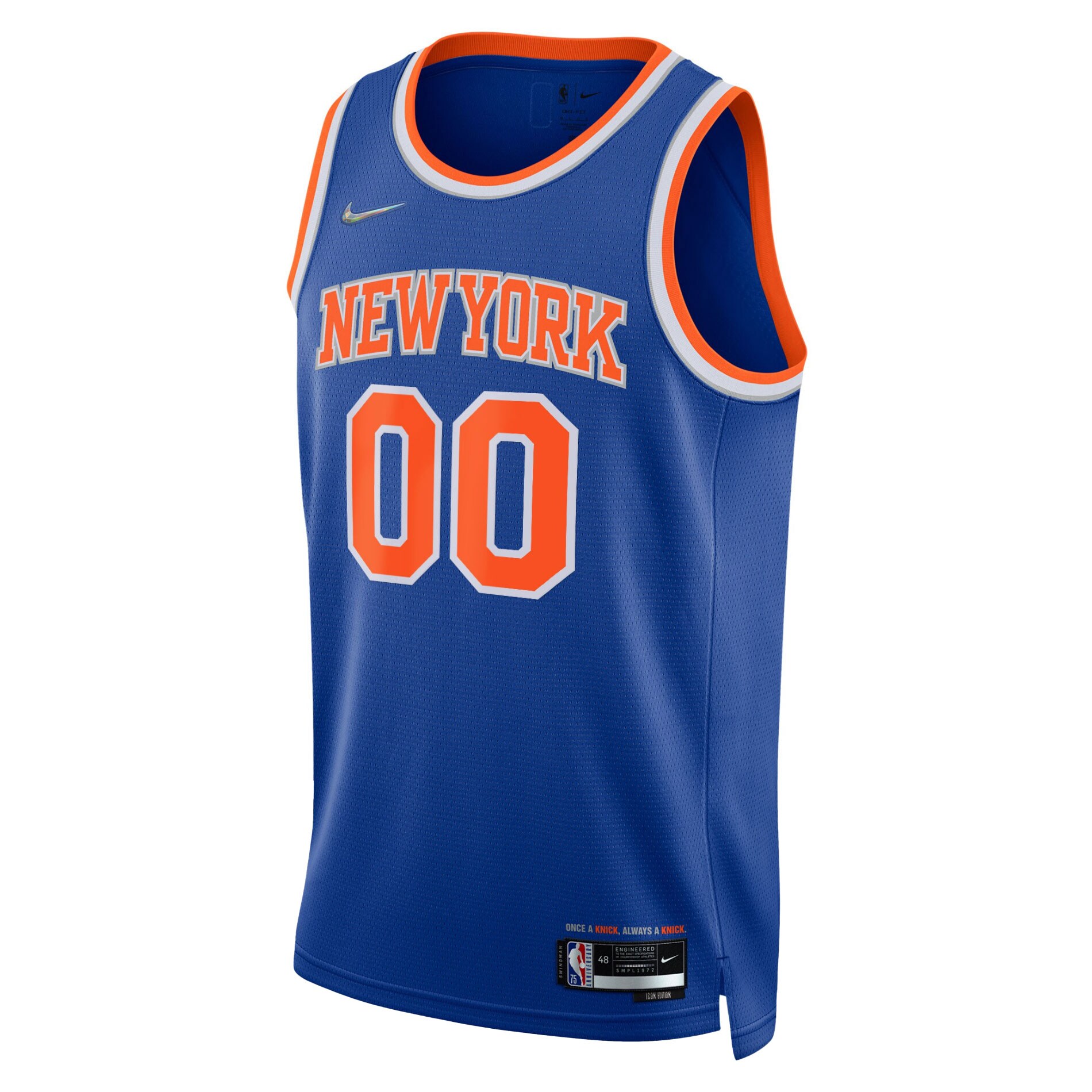 New York Knicks Nike 2021/22 Diamond Swingman Custom Jersey - Icon Edition - Blue