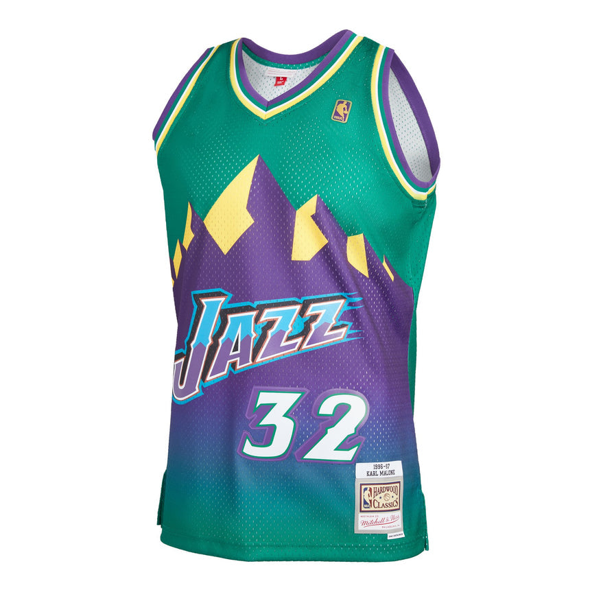 Men's Mitchell & Ness Karl Malone Green Utah Jazz 1996-97 Hardwood Classics Reload 2.0 Swingman Jersey