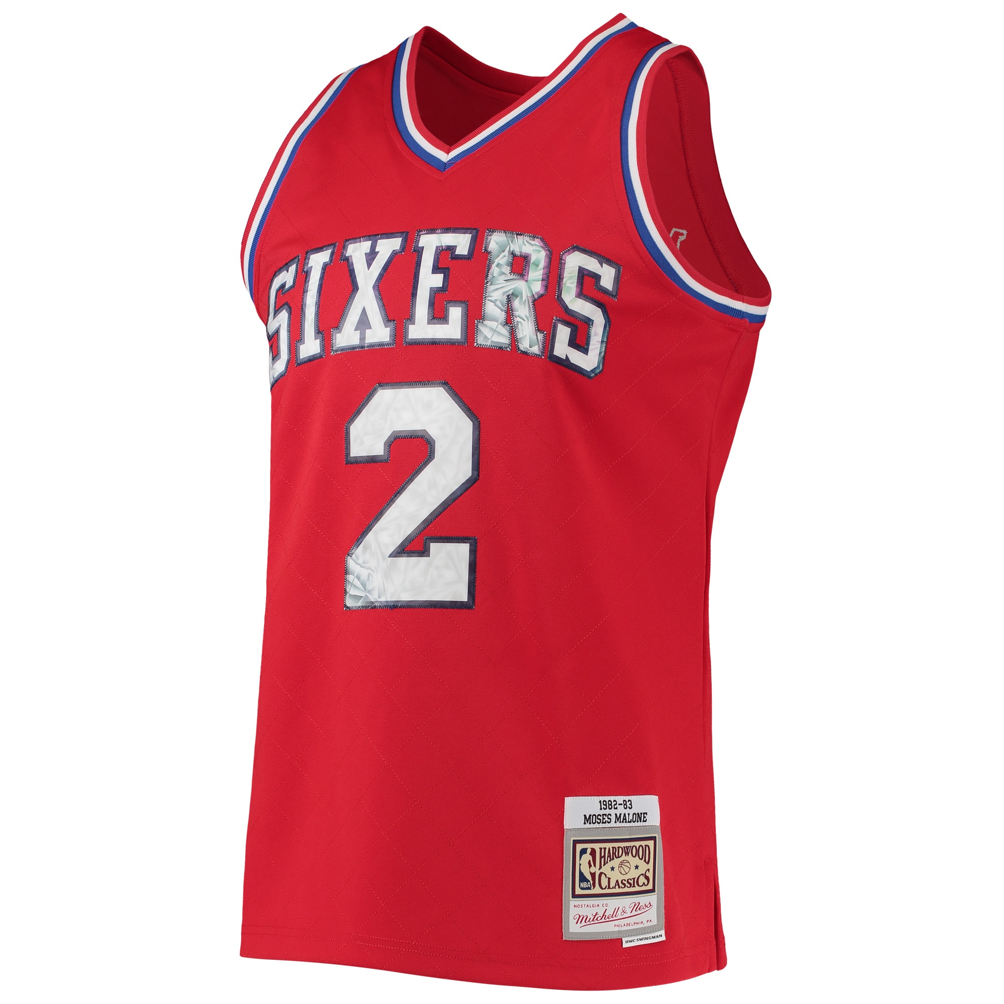 Moses Malone Philadelphia 76ers Mitchell & Ness 1996-97 Hardwood Classics NBA 75th Anniversary Diamond Swingman Jersey - Red