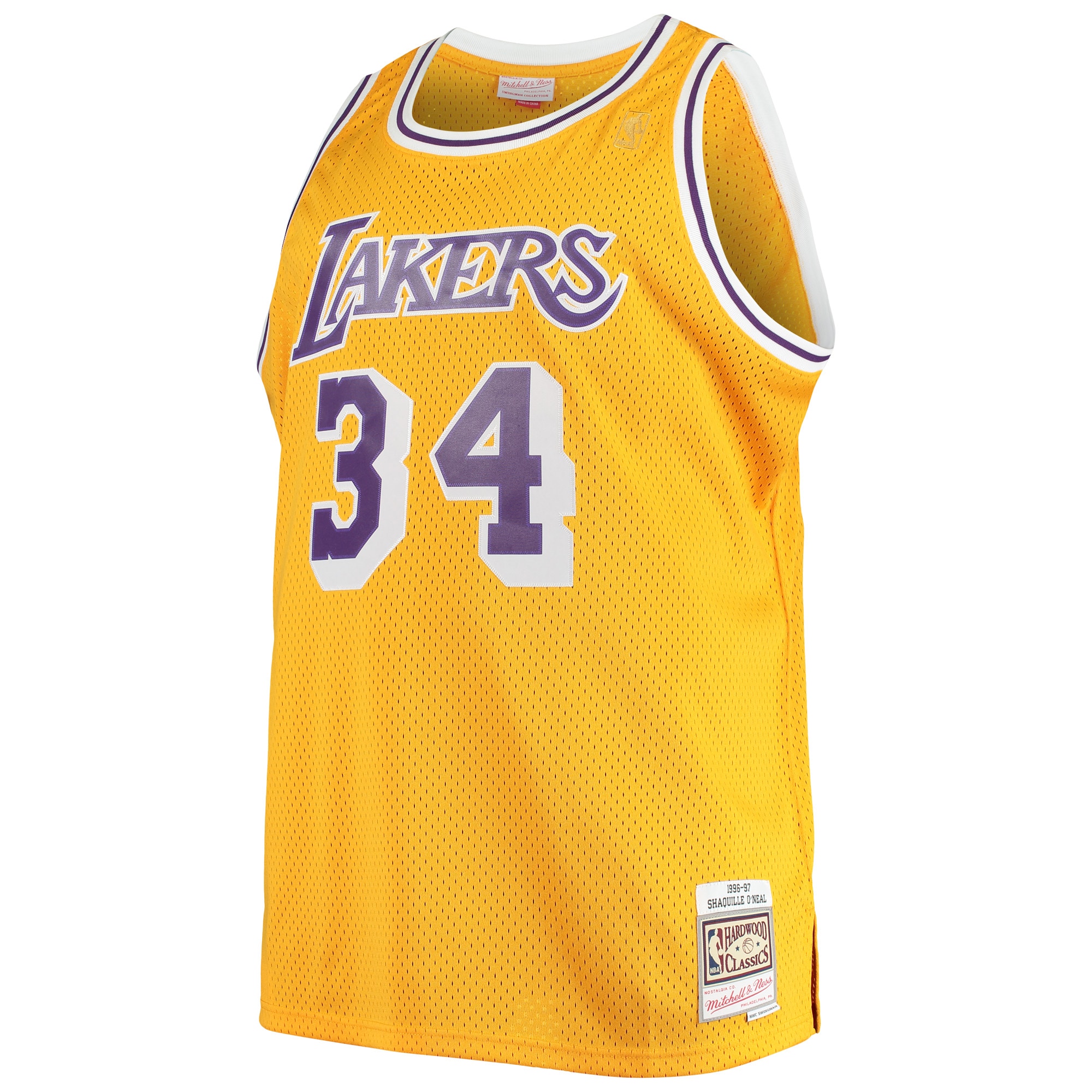 Shaquille O'Neal Los Angeles Lakers Mitchell & Ness Big & Tall Hardwood Classics Jersey - Gold