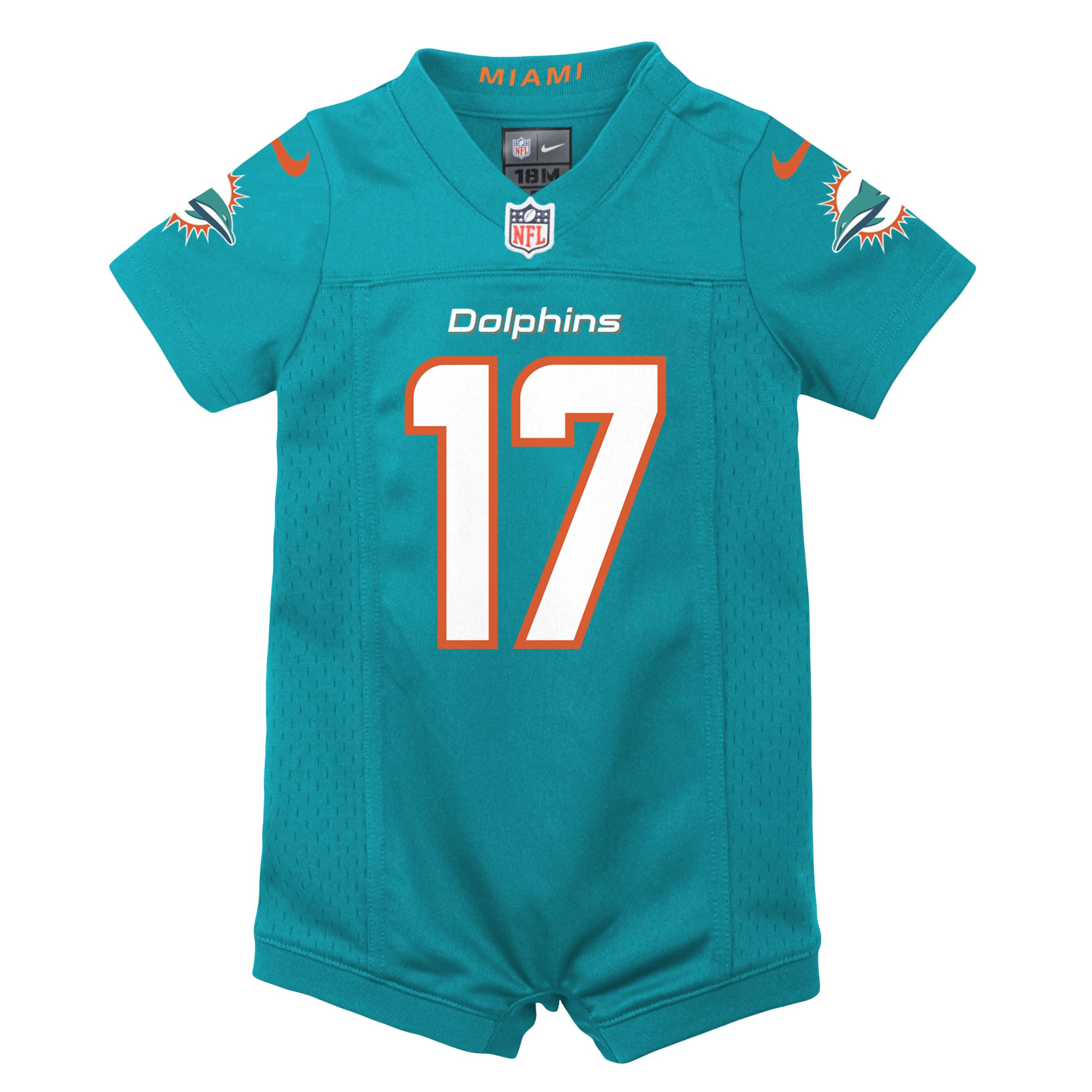Jaylen Waddle Miami Dolphins Nike Newborn & Infant Game Romper Jersey - Aqua