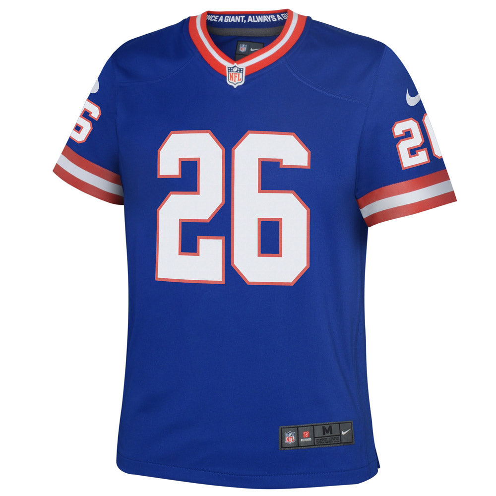 Youth New York Giants Saquon Barkley Classic Player Game Jersey Royal Blue