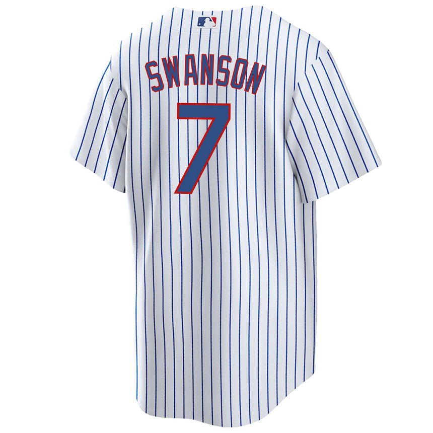 Men's Dansby Swanson Chicago Cubs White Home Premium Stitch Replica Jersey