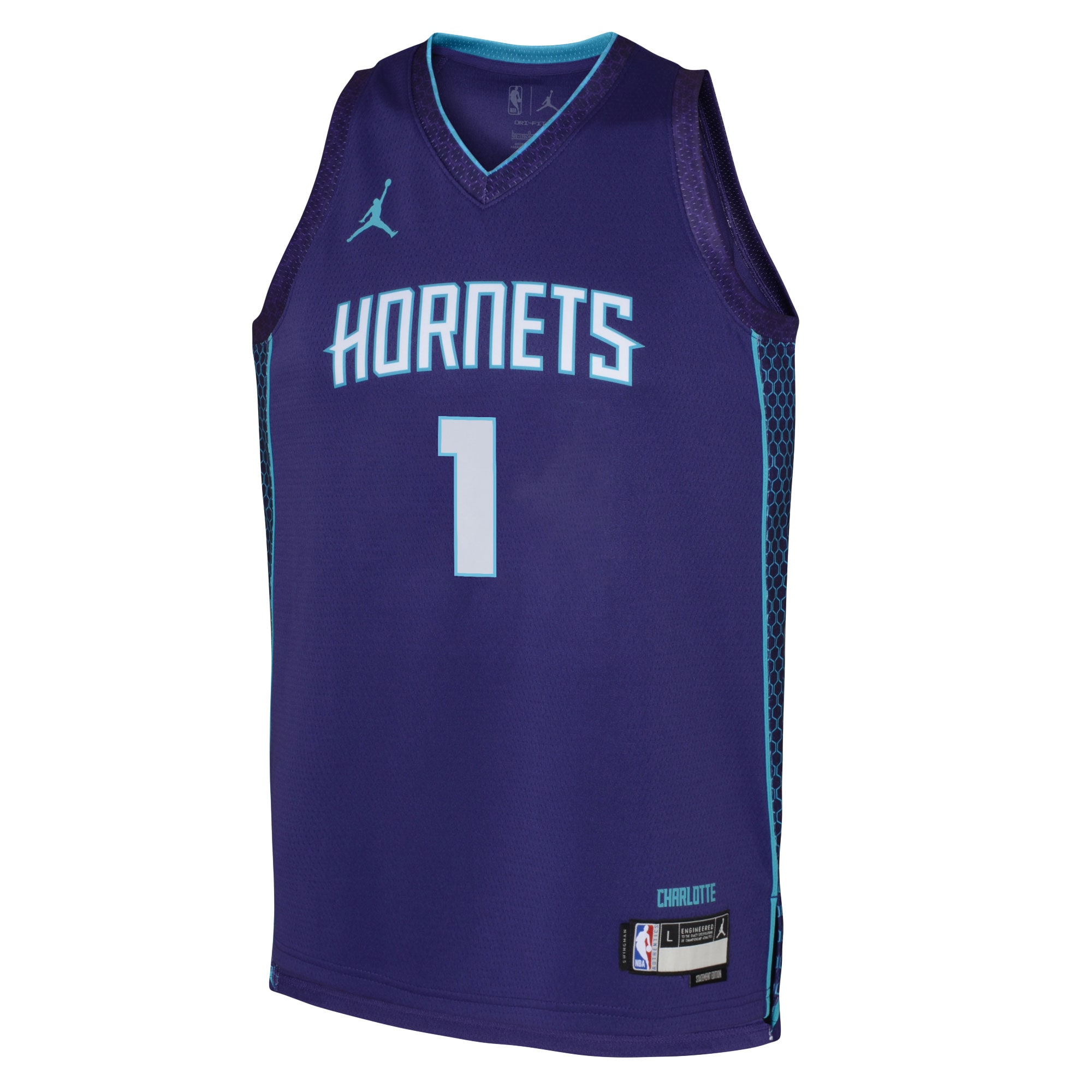 LaMelo Ball Charlotte Hornets Jordans Brand Youth Swingman Jersey - Statement Edition - Purple