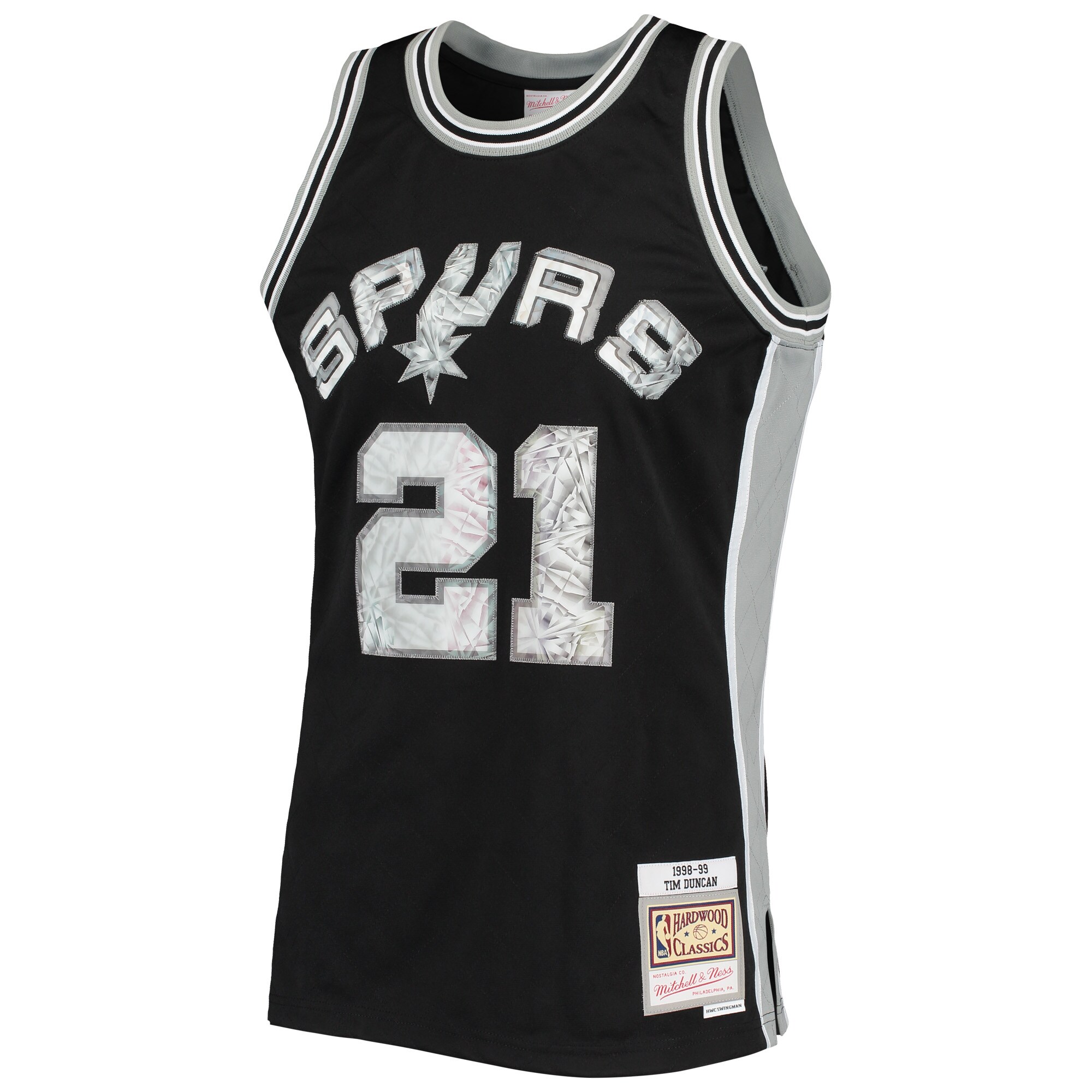 Tim Duncan San Antonio Spurs Mitchell & Ness 1996-97 Hardwood Classics NBA 75th Anniversary Diamond Swingman Jersey - Black