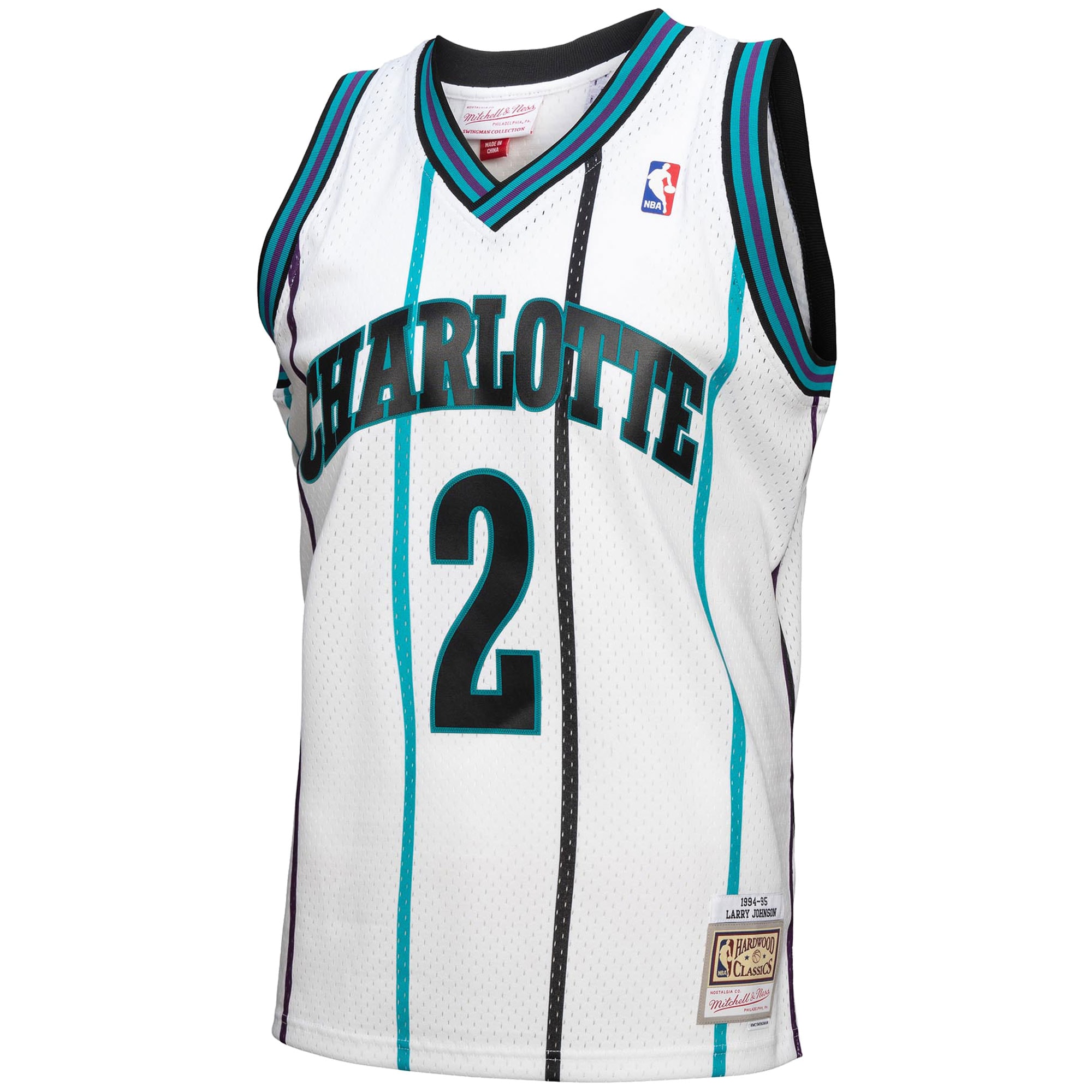 Larry Johnson Charlotte Hornets Mitchell & Ness 1994-95 Hardwood Classics Reload 3.0 Swingman Jersey - White