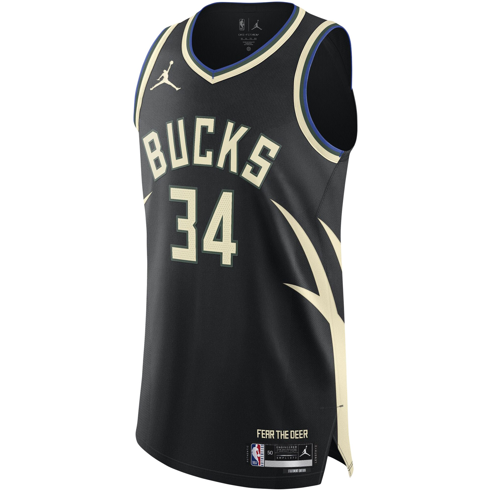 Giannis Antetokounmpo Milwaukee Bucks Jordans Brand Authentic Player Jersey - Statement Edition - Black