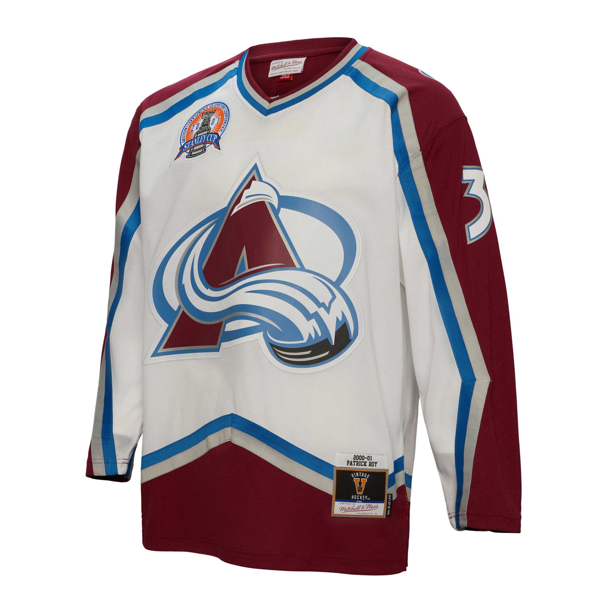 Patrick Roy Colorado Avalanche Mitchell & Ness 2000/01  Blue Line Player Jersey - White