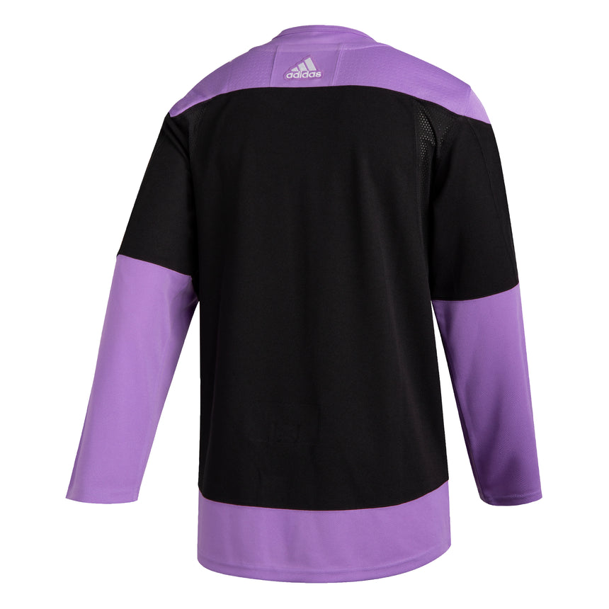 Men's Chicago Blackhawks Adidas Black/Lavendar 2019 Hockey Fights Cancer Authentic Blank Jersey