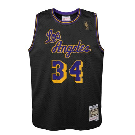 Youth Los Angeles Lakers Shaquille O'Neal Mitchell & Ness 1996-97 Hardwood Classics Reload 2.0 Swingman Jersey-Black