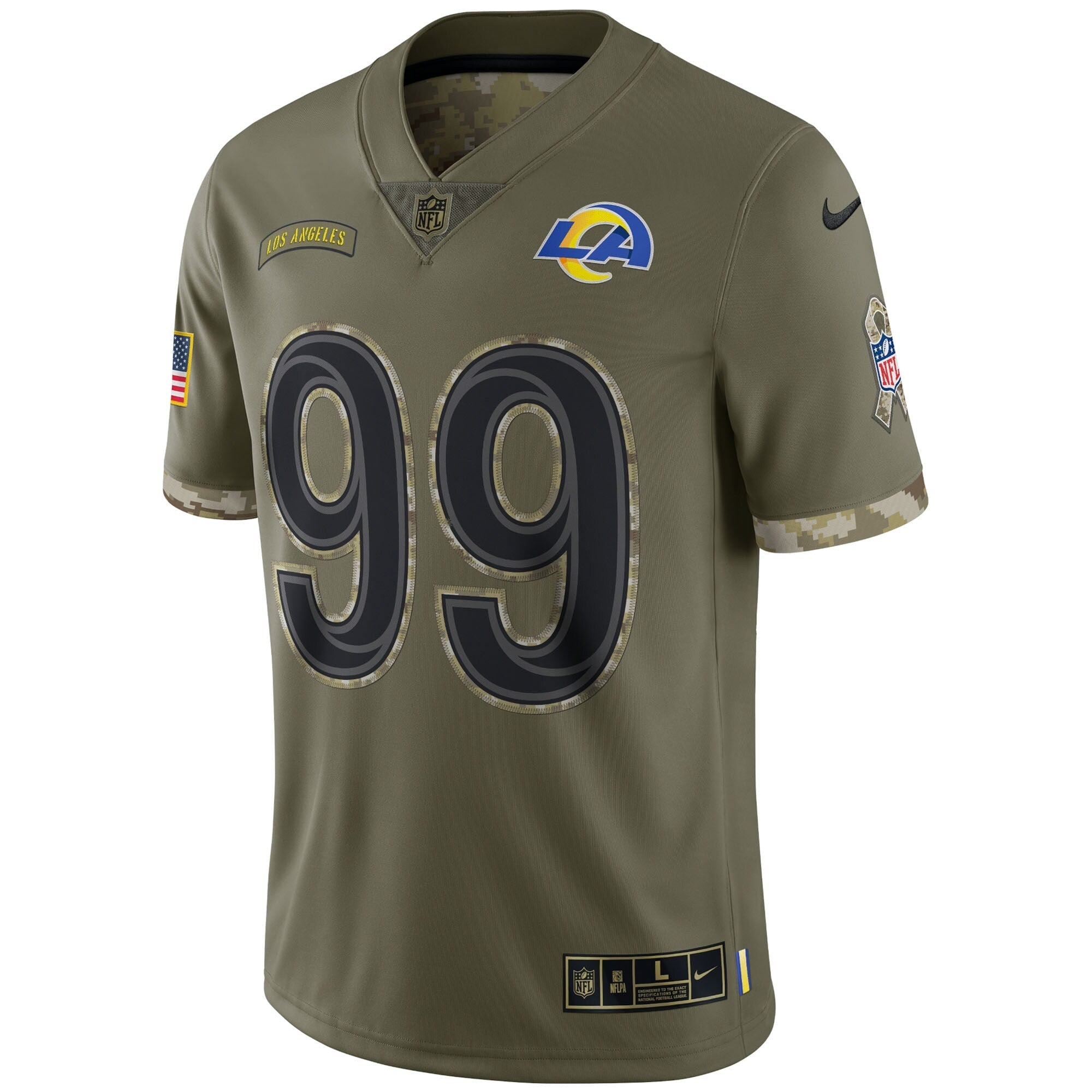 Men's Nike Aaron Donald Olive Los Angeles Rams 2022 Salute To Service Limited Jersey