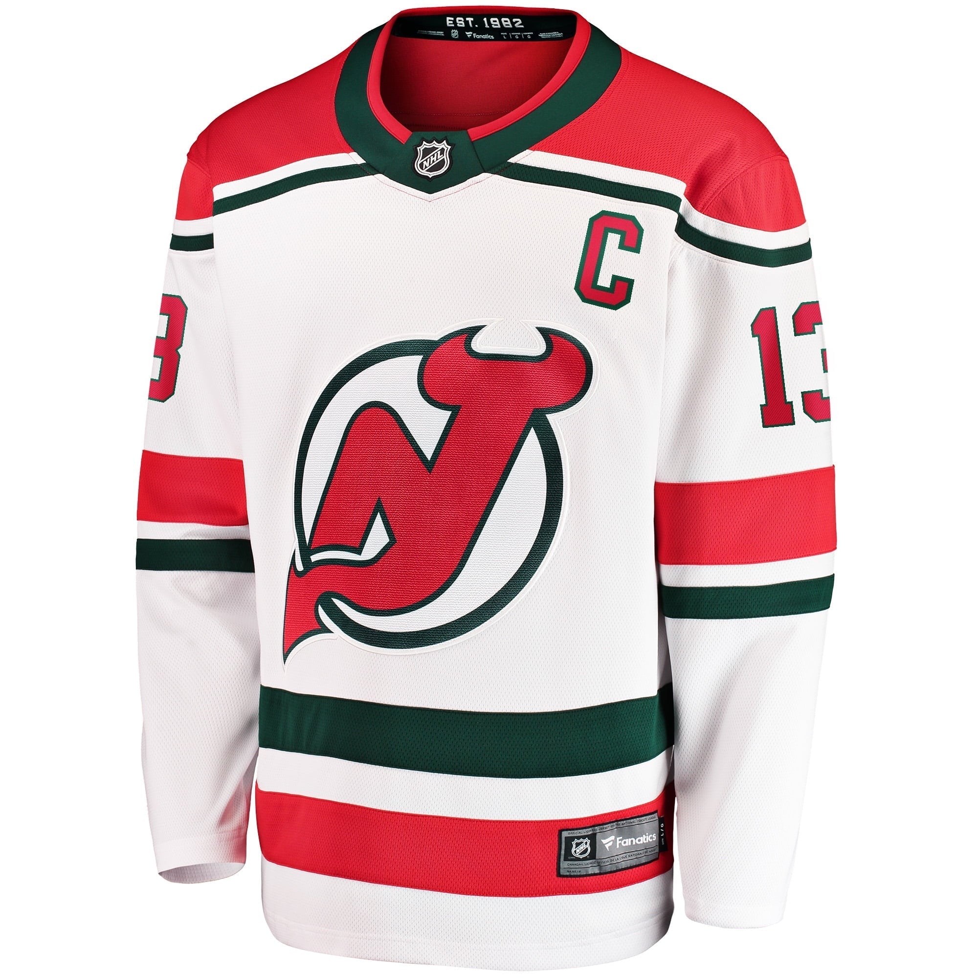 Men's Fanatics Branded Nico Hischier White New Jersey Devils 2022/23 Heritage Premier Breakaway Jersey