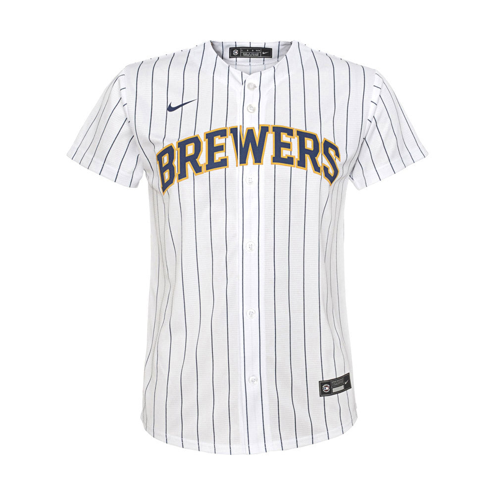 Youth Milwaukee Brewers Willy Adames Cool Base Replica Home Jersey - White