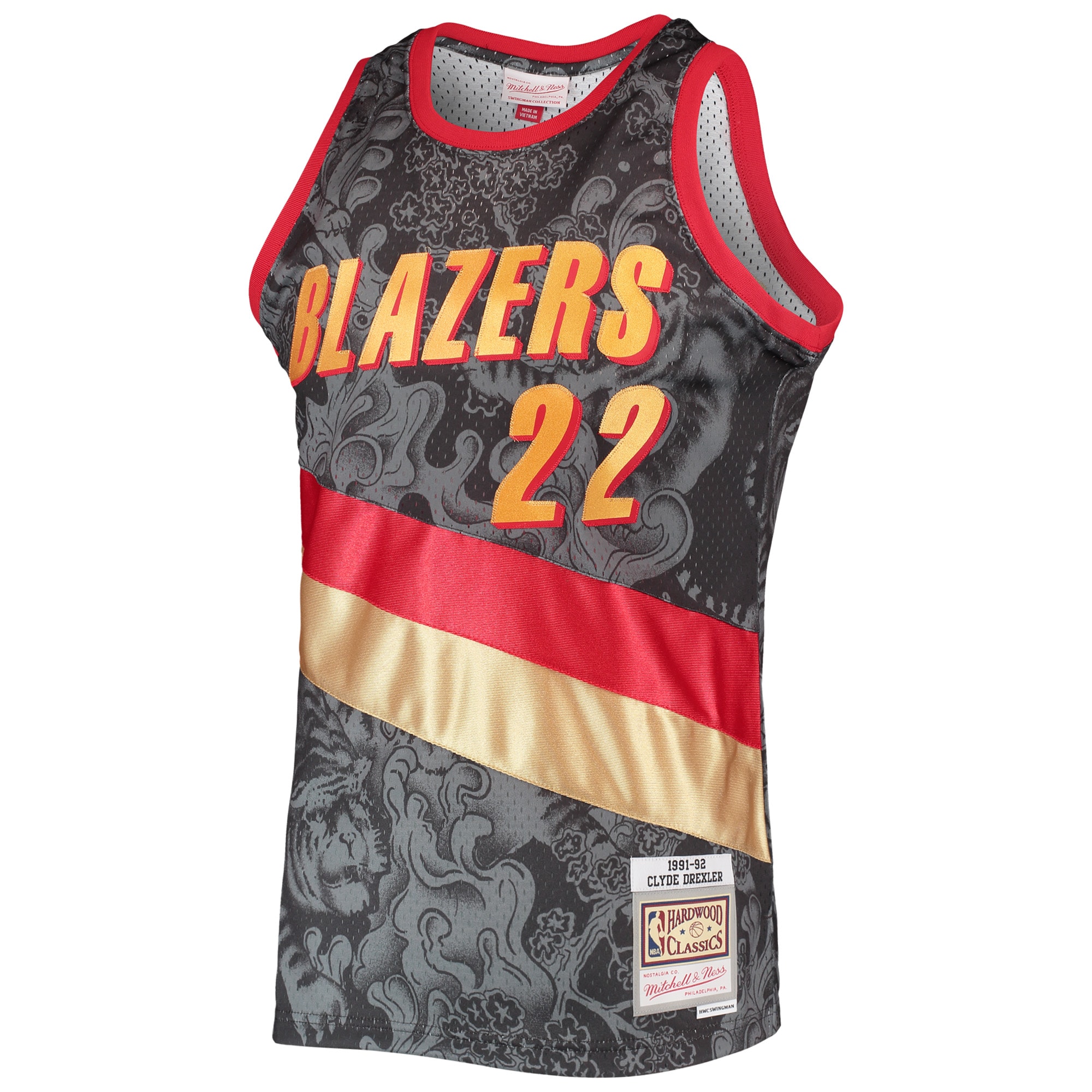 Clyde Drexler Portland Trail Blazers Mitchell & Ness Hardwood Classics 1991/92 Lunar New Year Swingman Jersey - Black