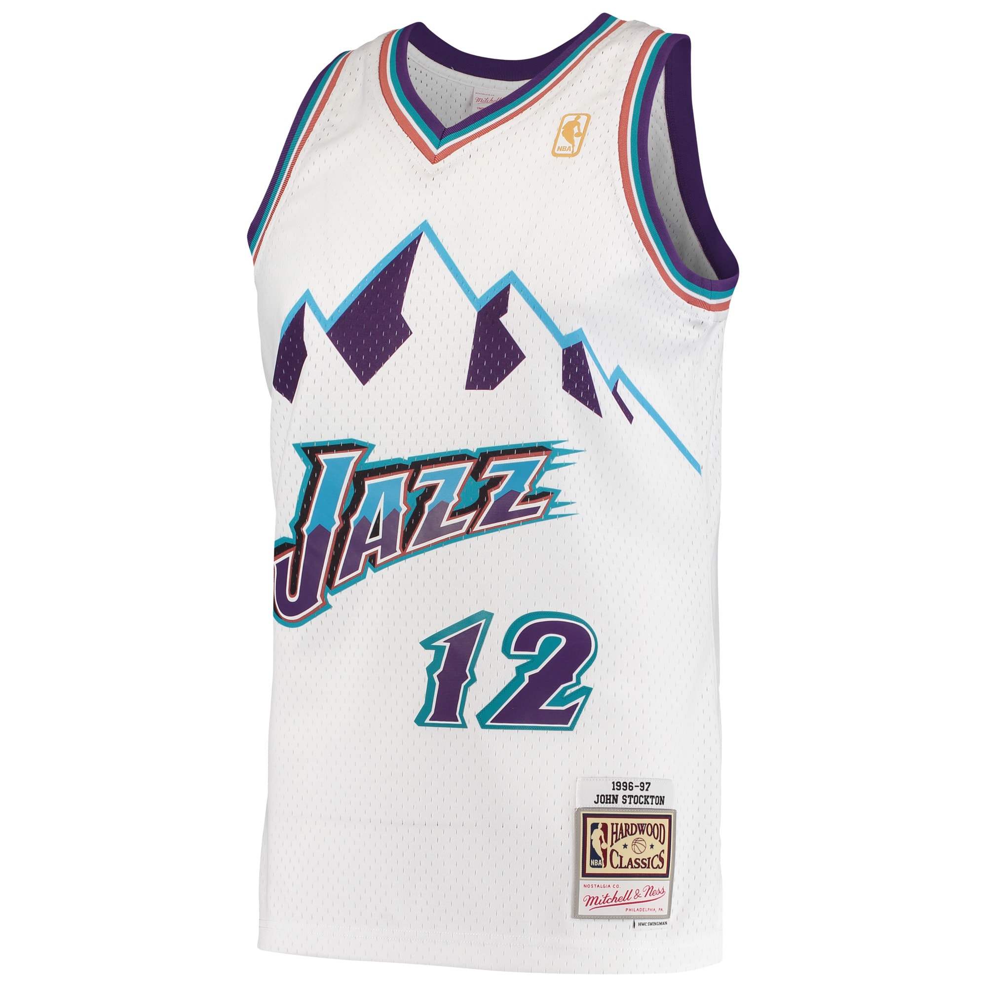 John Stockton Utah Jazz Mitchell & Ness Hardwood Classics Swingman Jersey - White