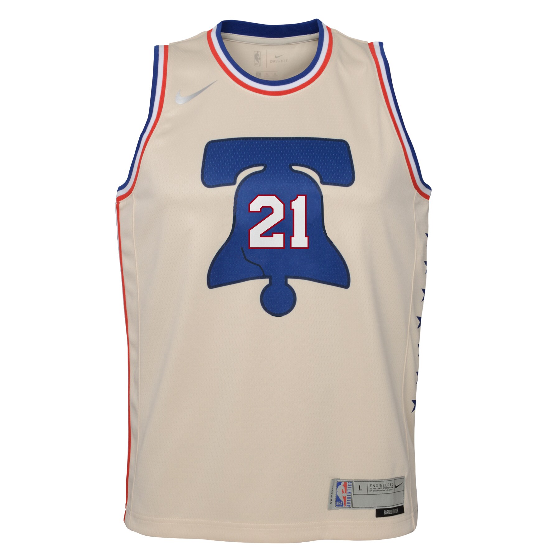 Joel Embiid Philadelphia 76ers Nike Youth 2020/21 Swingman Player Jersey Cream - Earned Edition