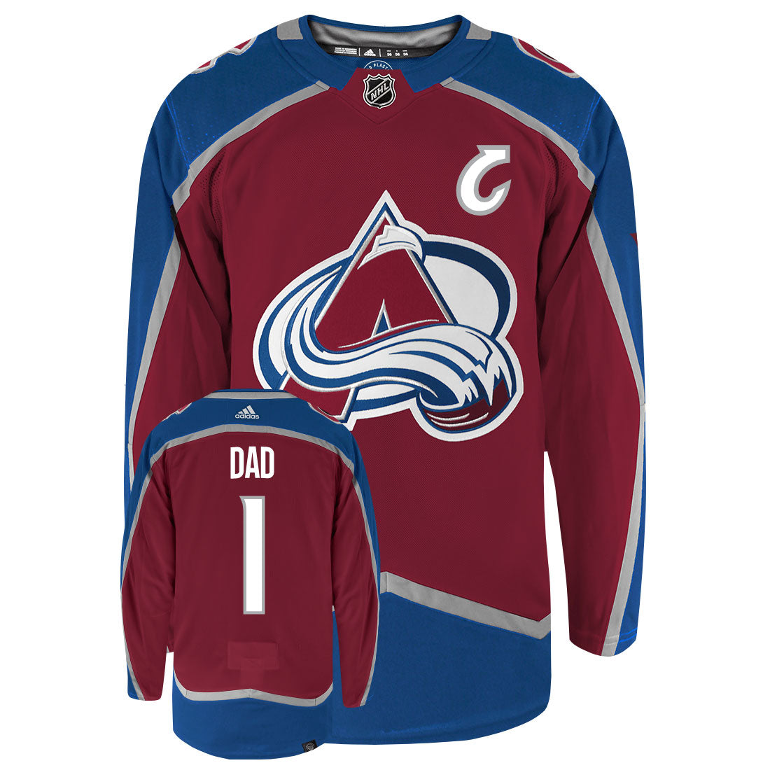 Colorado Avalanche Dad Number One Adidas Primegreen Authentic NHL Hockey Jersey