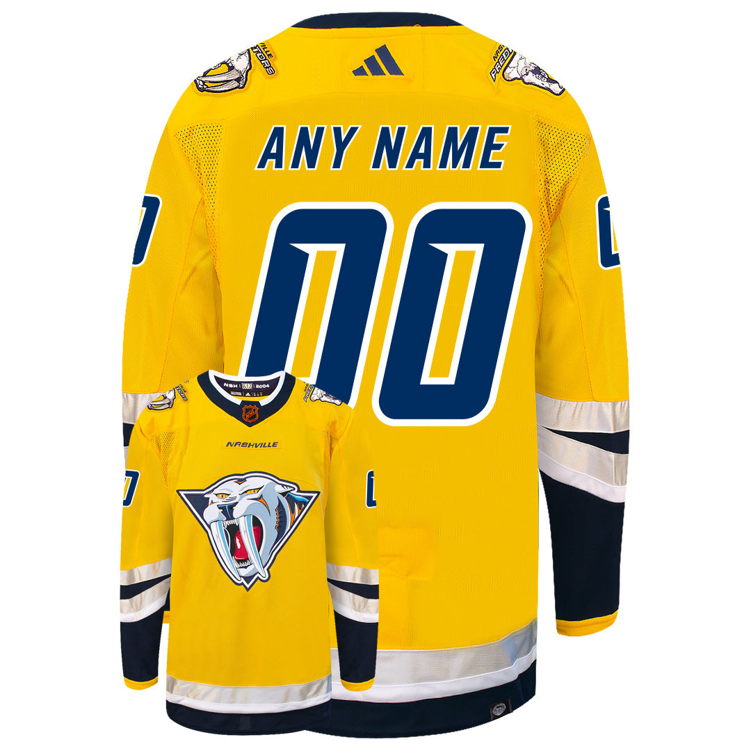 Customizable Nashville Predators Adidas 2022 Primegreen Reverse Retro Authentic NHL Hockey Jersey