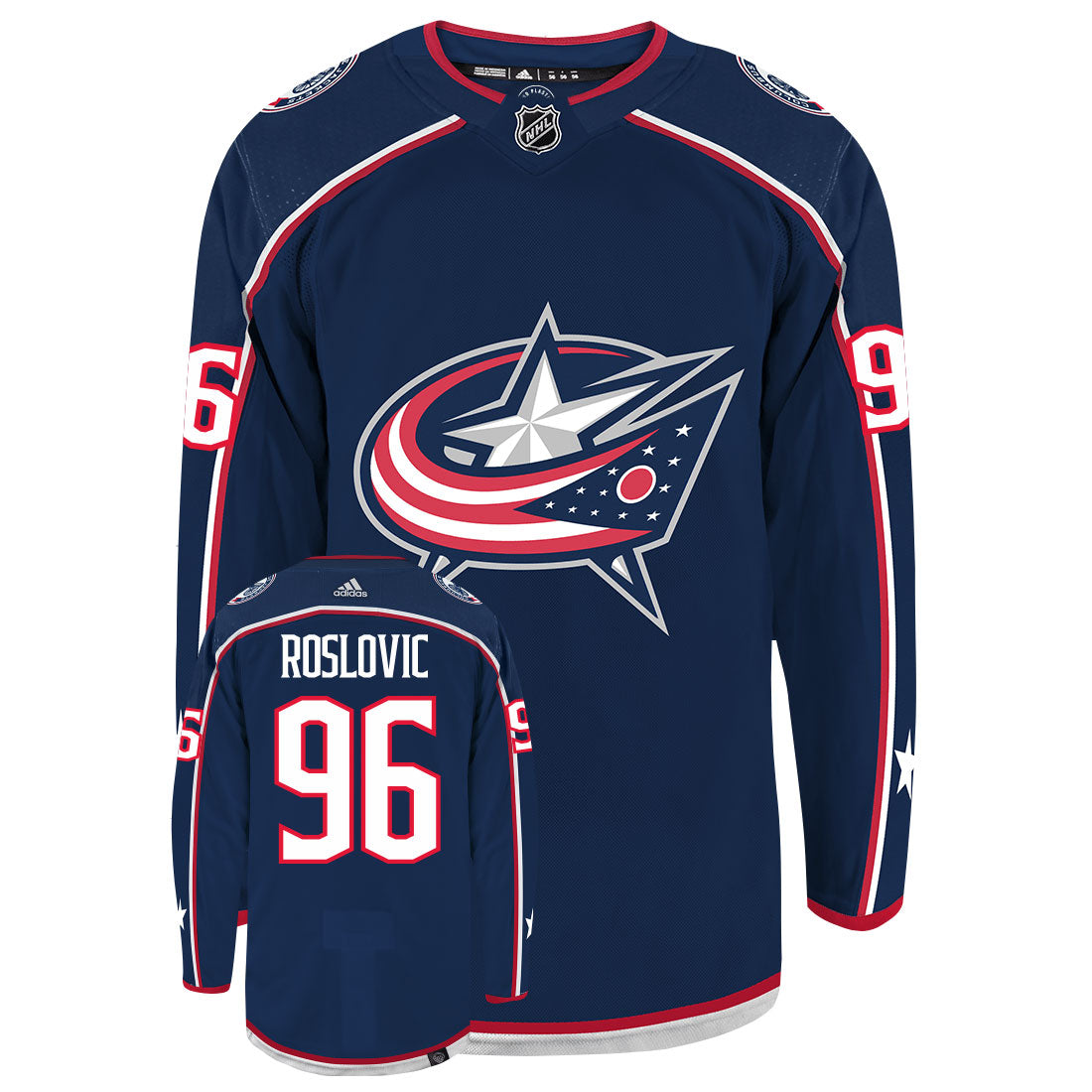 Jack Roslovic Columbus Blue Jackets Adidas Primegreen Authentic NHL Hockey Jersey
