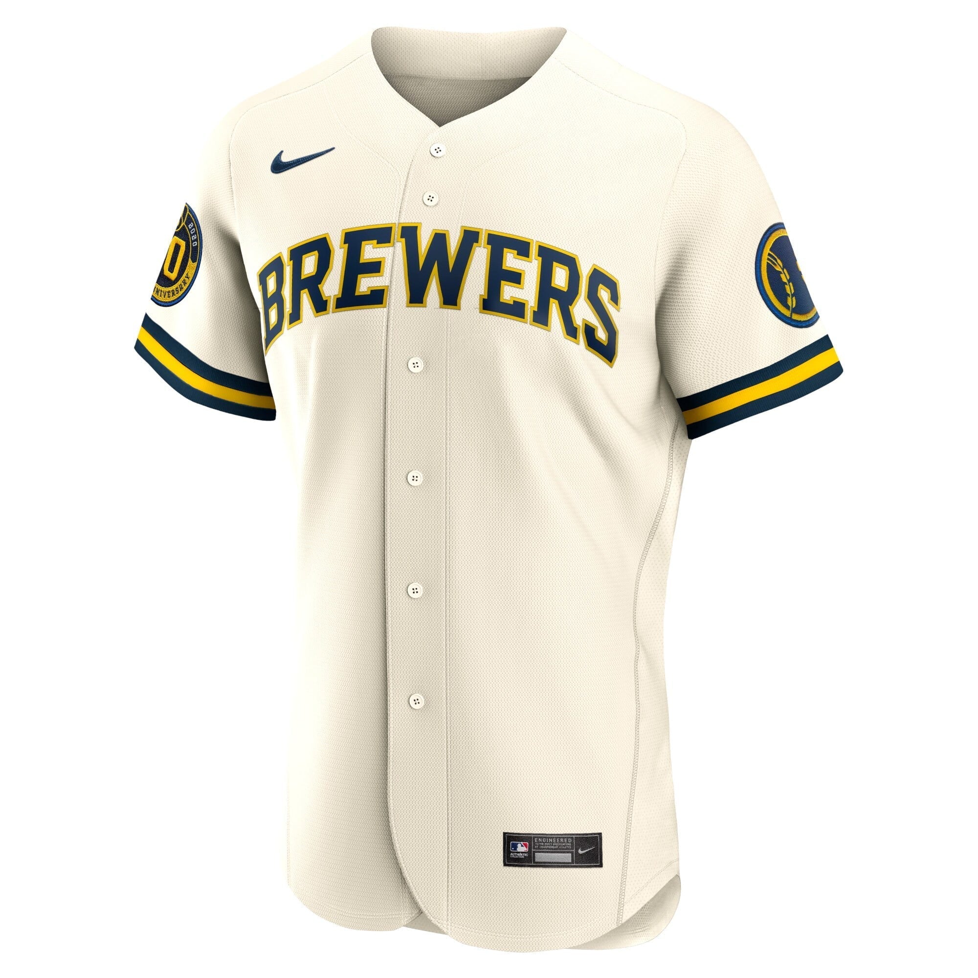 Men's Nike Cream Milwaukee Brewers Home Authentic Team Jersey