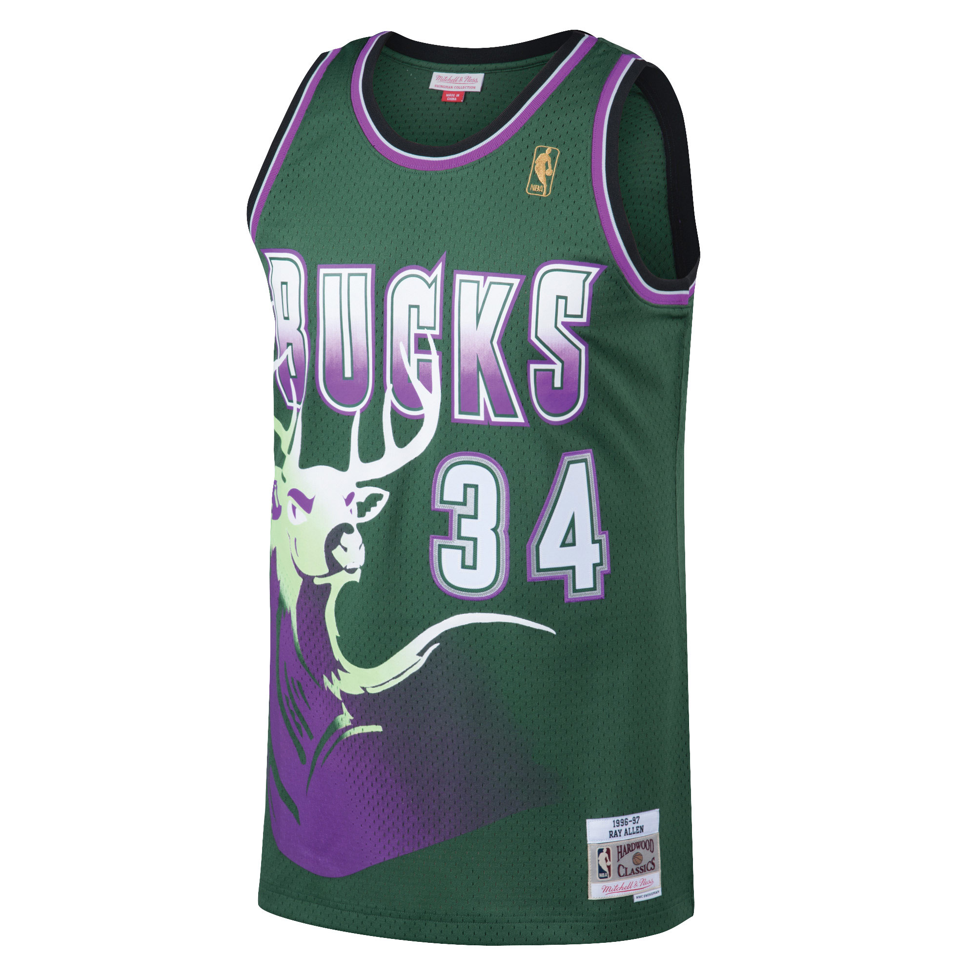 Ray Allen Milwaukee Bucks Mitchell & Ness Hardwood Classics Swingman Jersey - Kelly Green
