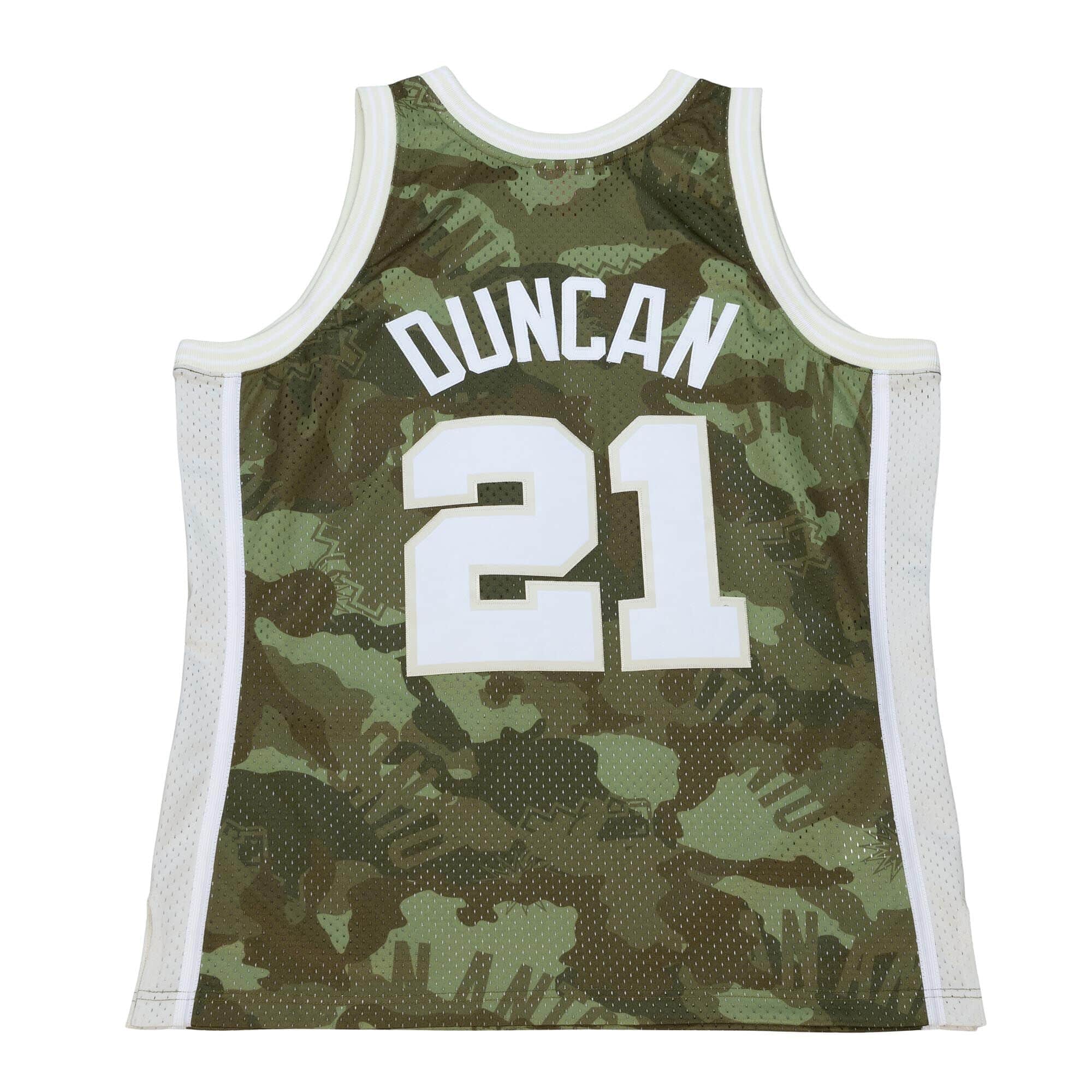 Ghost Green Camo Swingman Tim Duncan San Antonio Spurs 1998-99 Jersey