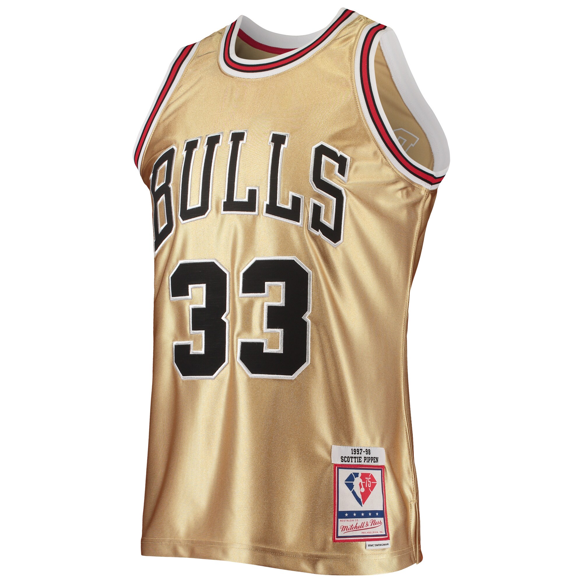 Scottie Pippen Chicago Bulls Mitchell & Ness 75th Anniversary 1997/98 Hardwood Classics Swingman Jersey - Gold
