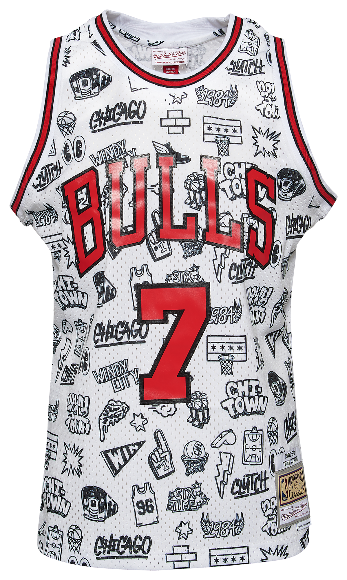 Men's  Mitchell & Ness Bulls Doodle Jersey - White