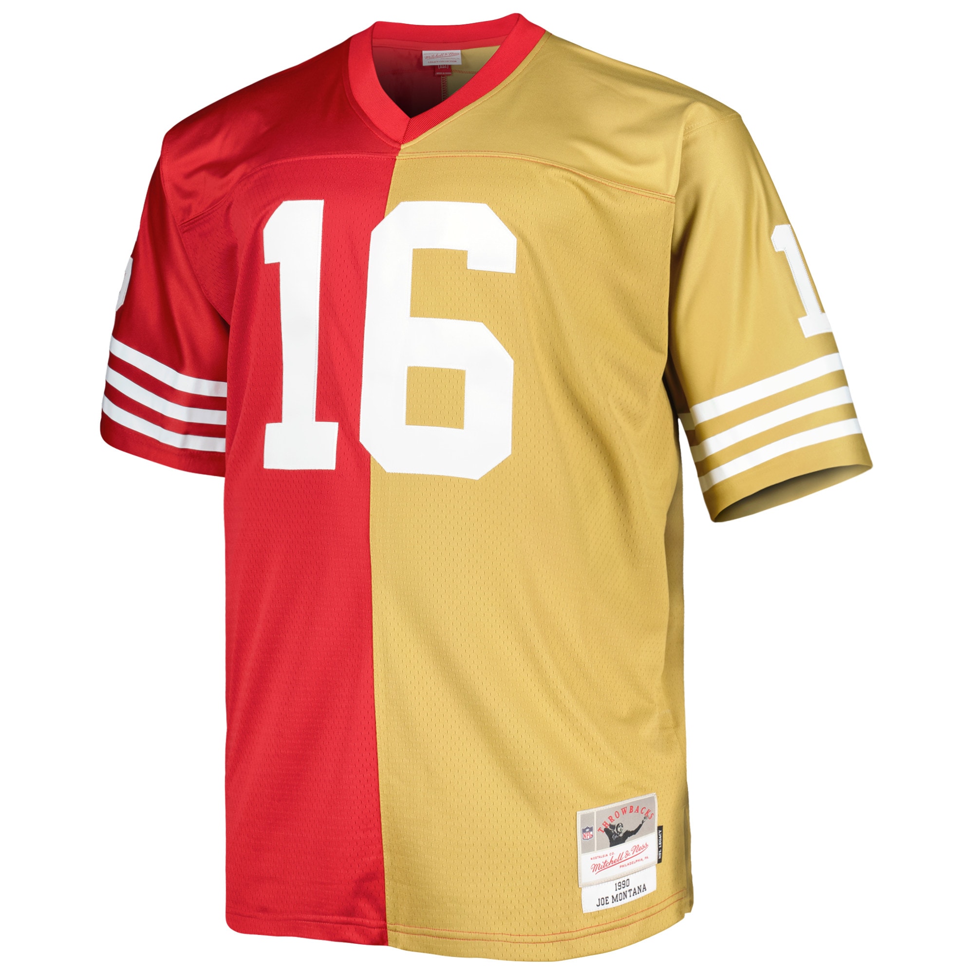 Joe Montana San Francisco 49ers Mitchell & Ness Big & Tall Split Legacy Retired Player Replica Jersey - Scarlet/Gold