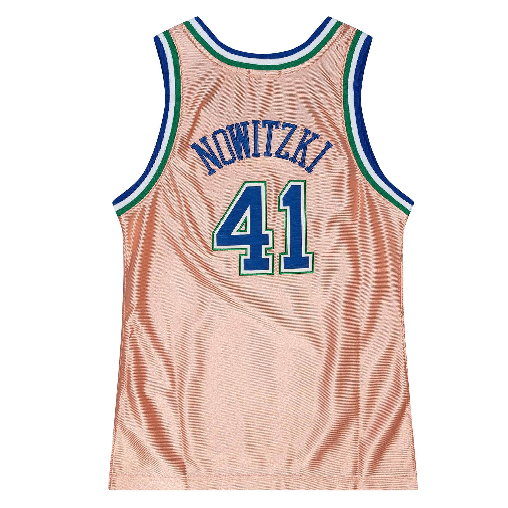 Womens 75th Anniversary Rose Gold Swingman Dirk Nowitzki Dallas Mavericks 1998-99 Jersey