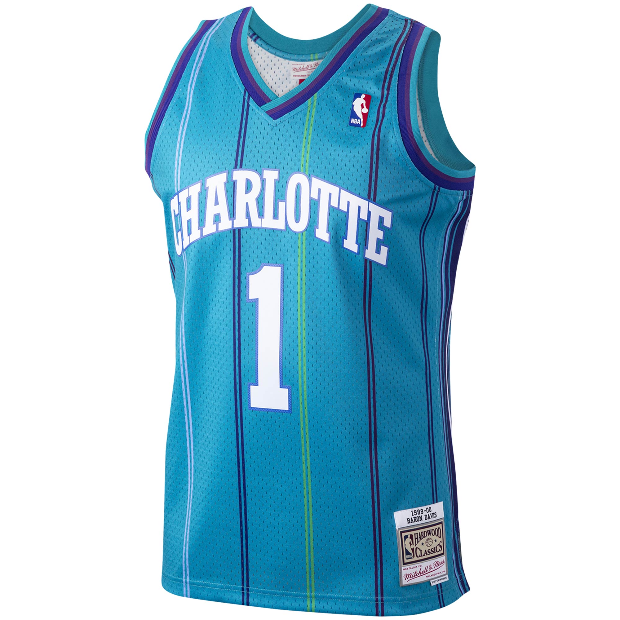 Baron Davis Charlotte Hornets Mitchell & Ness Hardwood Classics Swingman Jersey - Teal