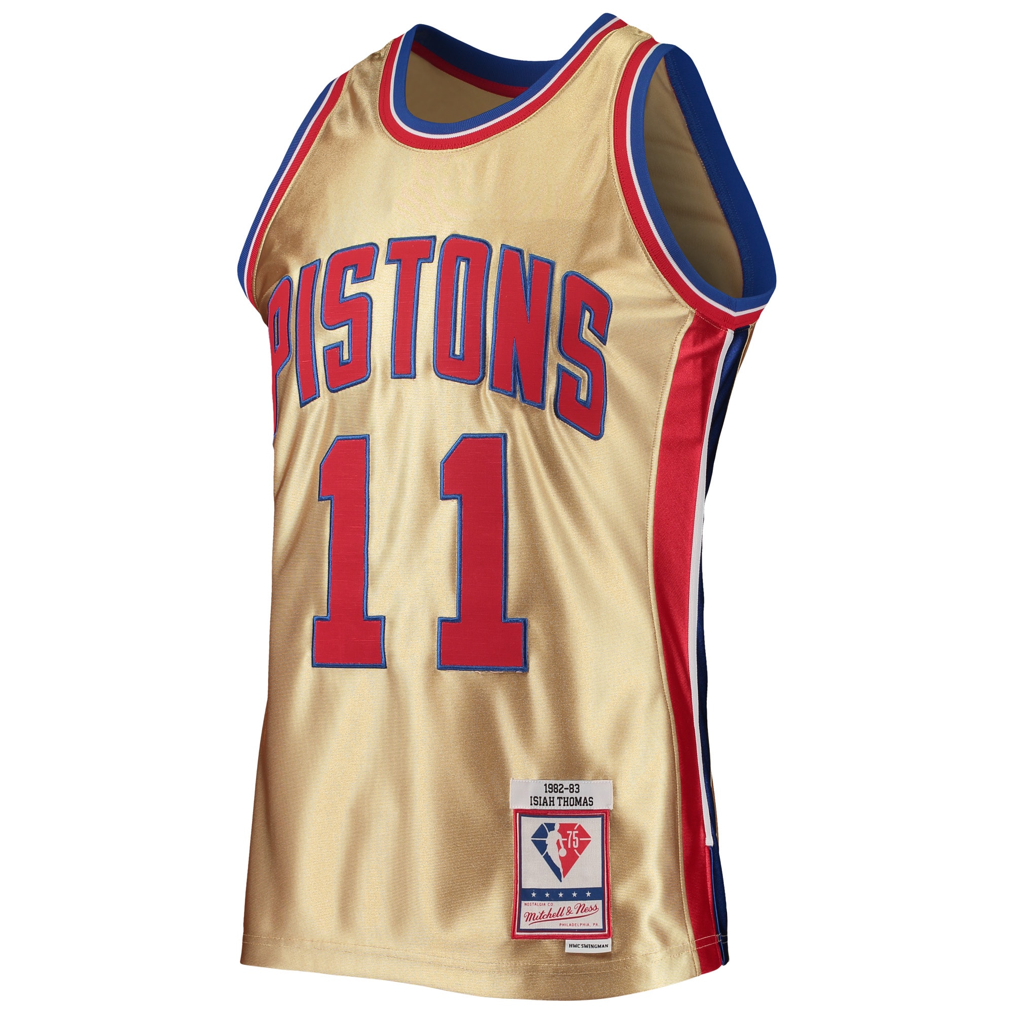 Isaiah Thomas Detroit Pistons Mitchell & Ness 75th Anniversary 1982/83 Hardwood Classics Swingman Jersey - Gold
