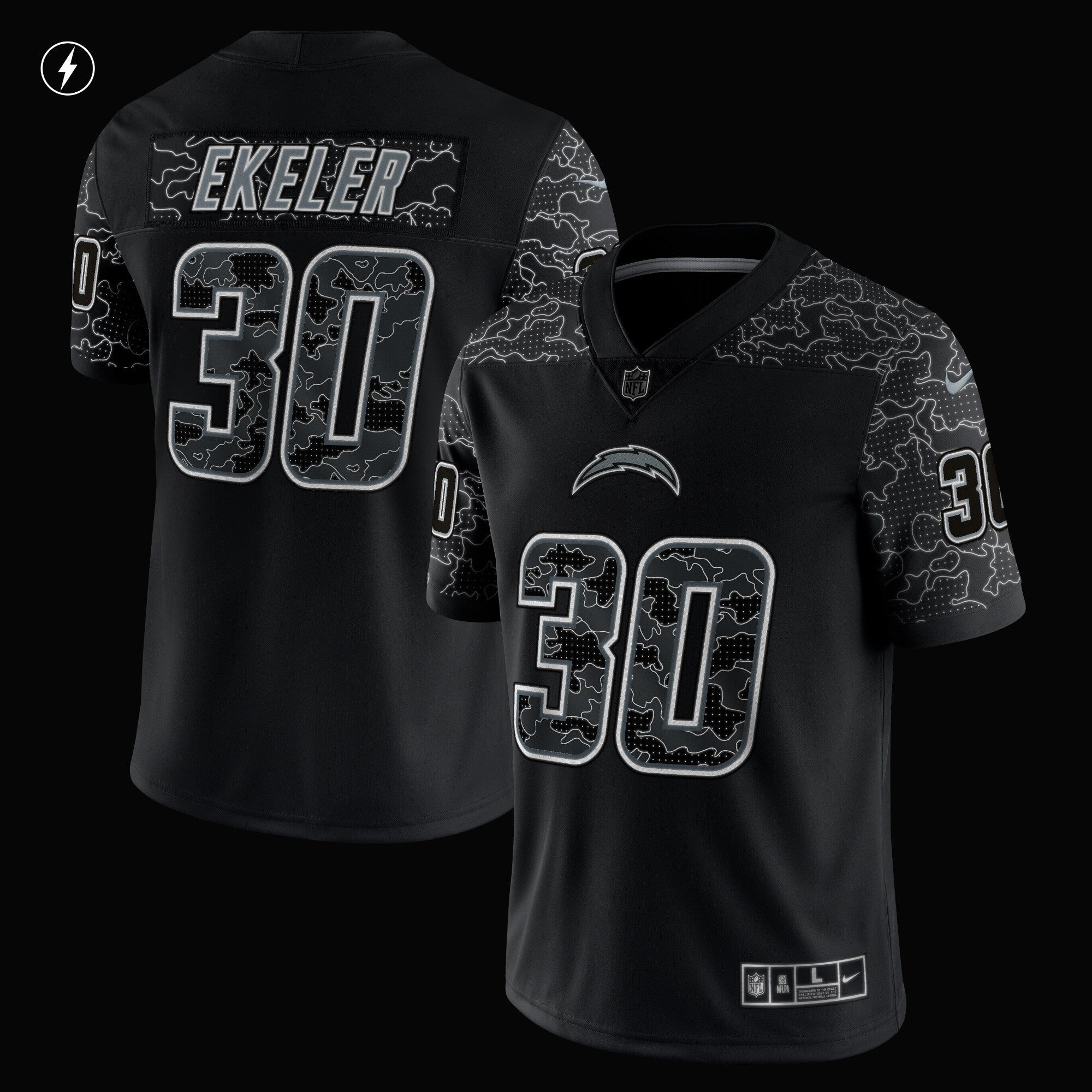 Men's Nike Austin Ekeler Black Los Angeles Chargers RFLCTV Limited Jersey