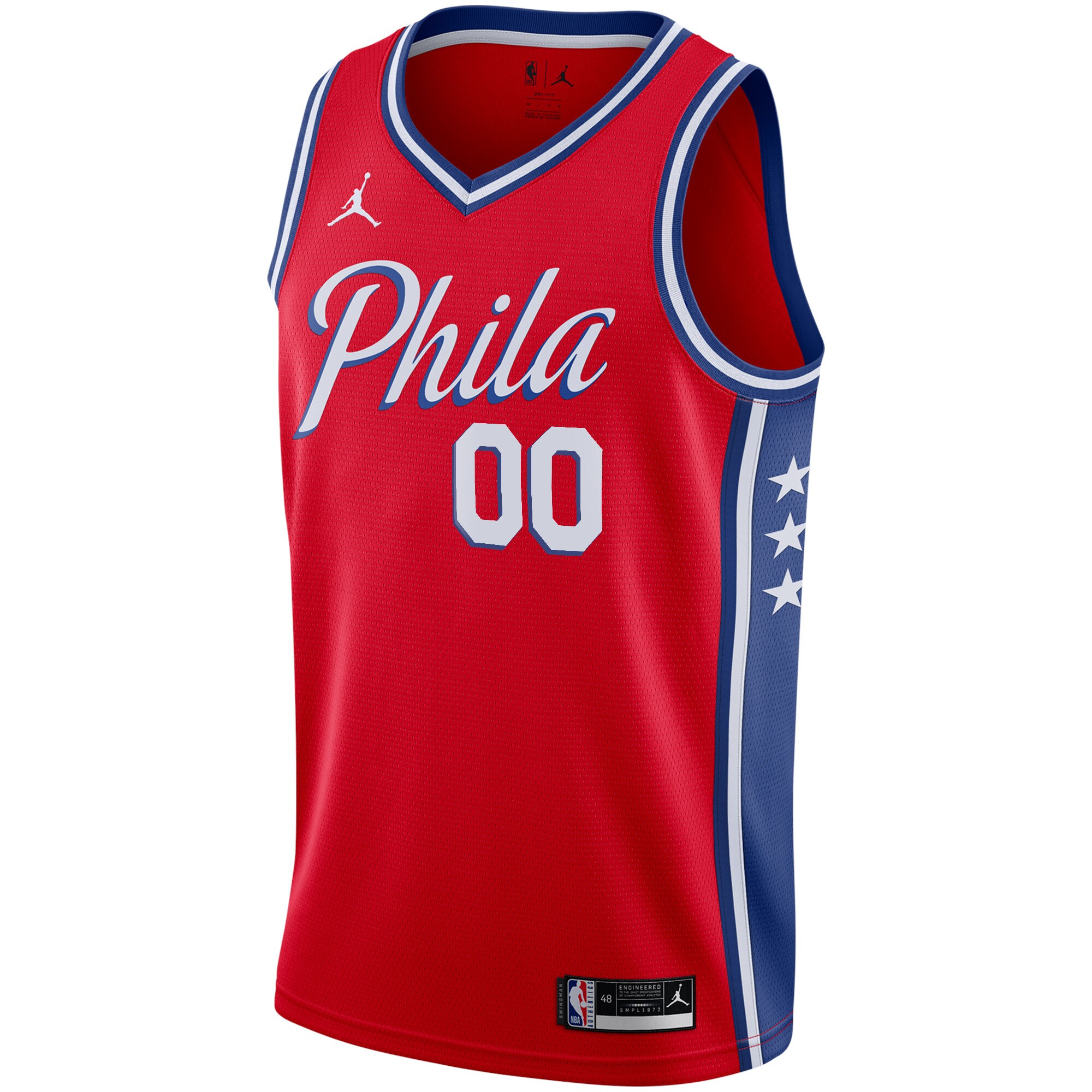 Philadelphia 76ers Jordans Brand Swingman Custom Jersey - Statement Edition - Red
