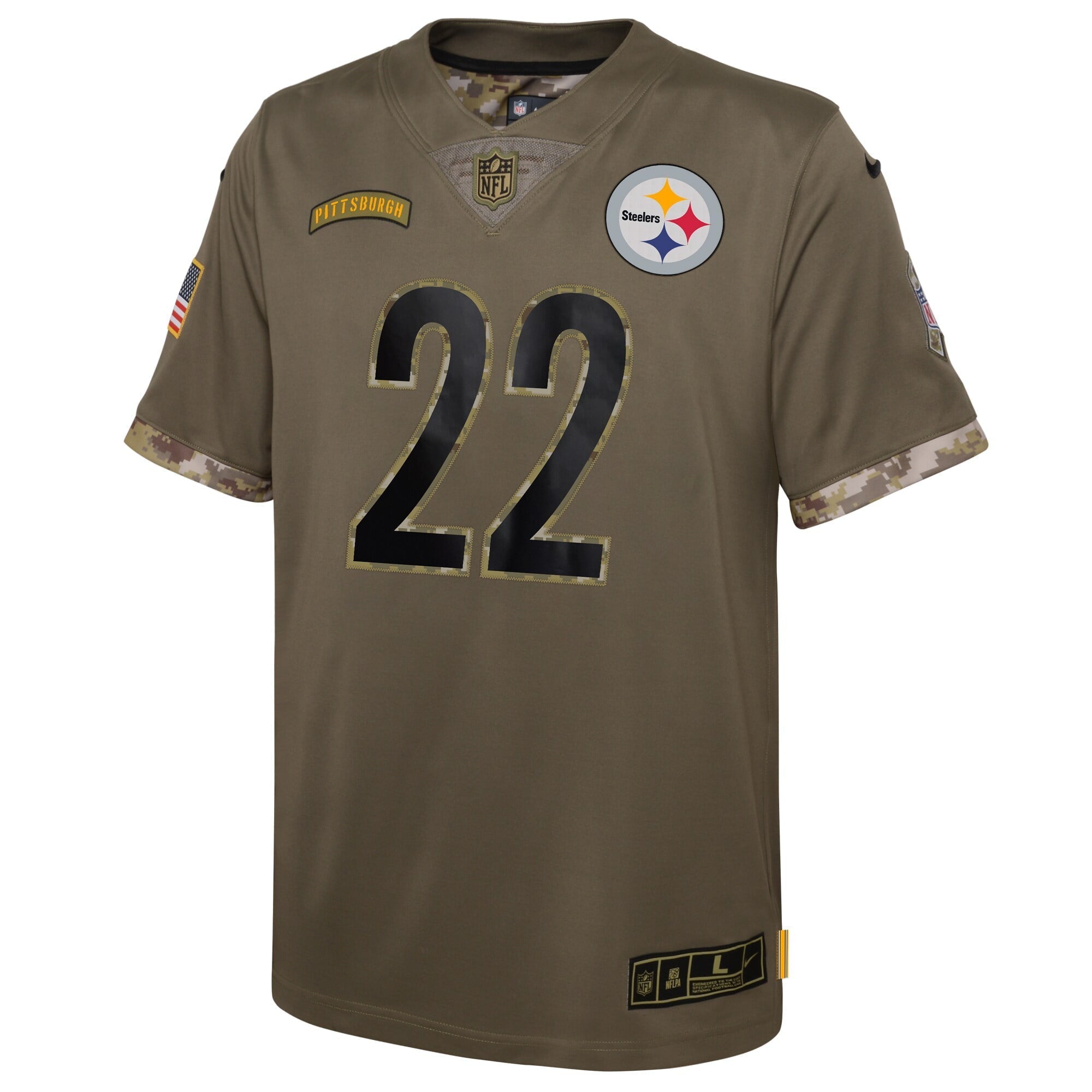 Youth Nike Najee Harris Olive Pittsburgh Steelers 2022 Salute To Service Player Limited Jersey