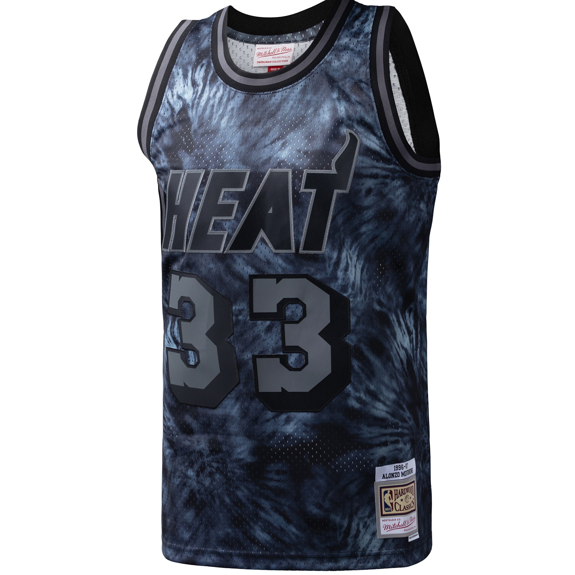 Alonzo Mourning Miami Heat Mitchell & Ness Hardwood Classics 1996/97 Tie-Dye Swingman Jersey - Black