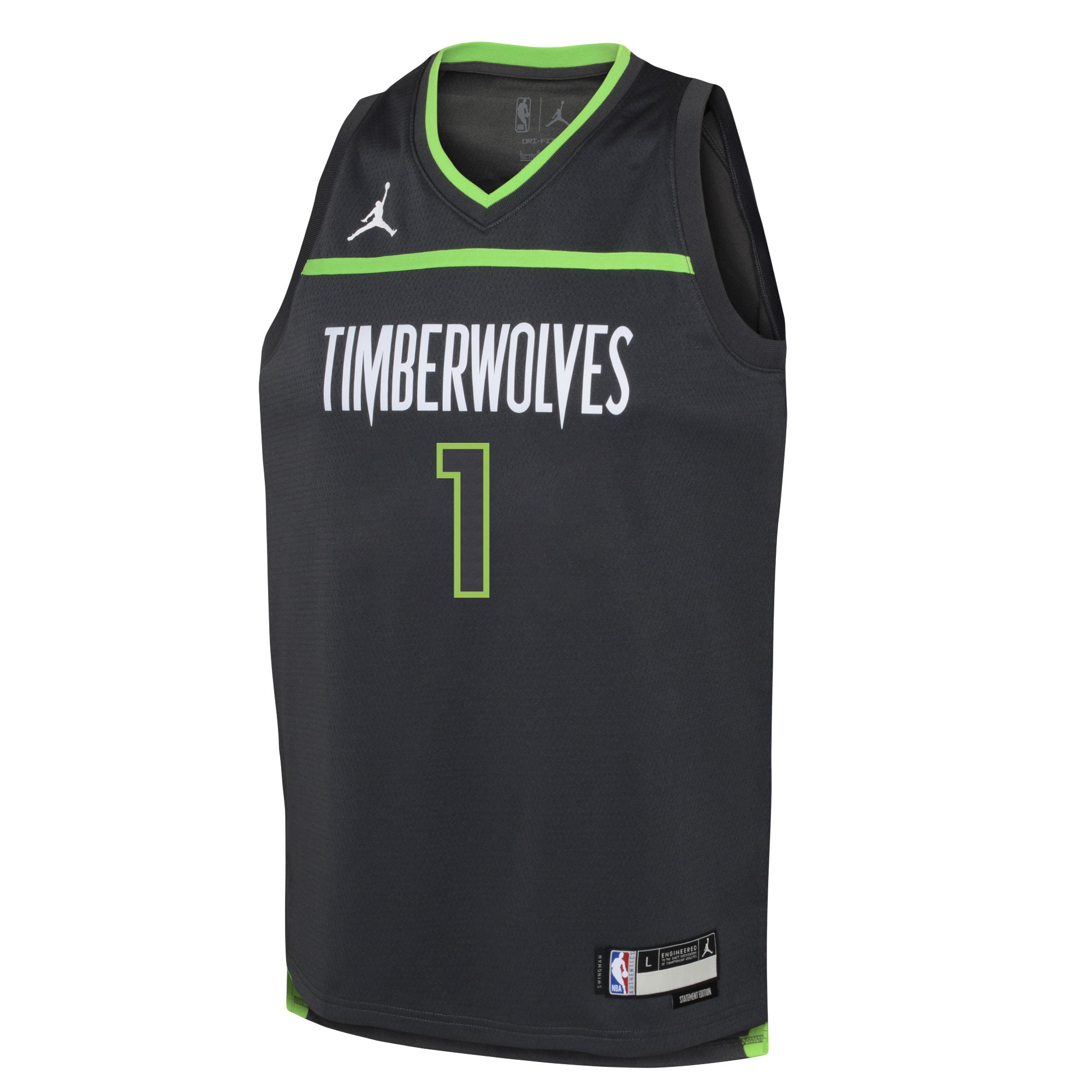 Anthony Edwards Minnesota Timberwolves Jordans Brand Youth Swingman Jersey - Statement Edition - Black